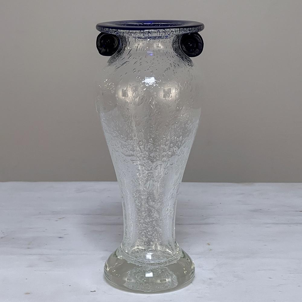 Italian Mid-Century Hand-Blown Glass Flower Vase For Sale