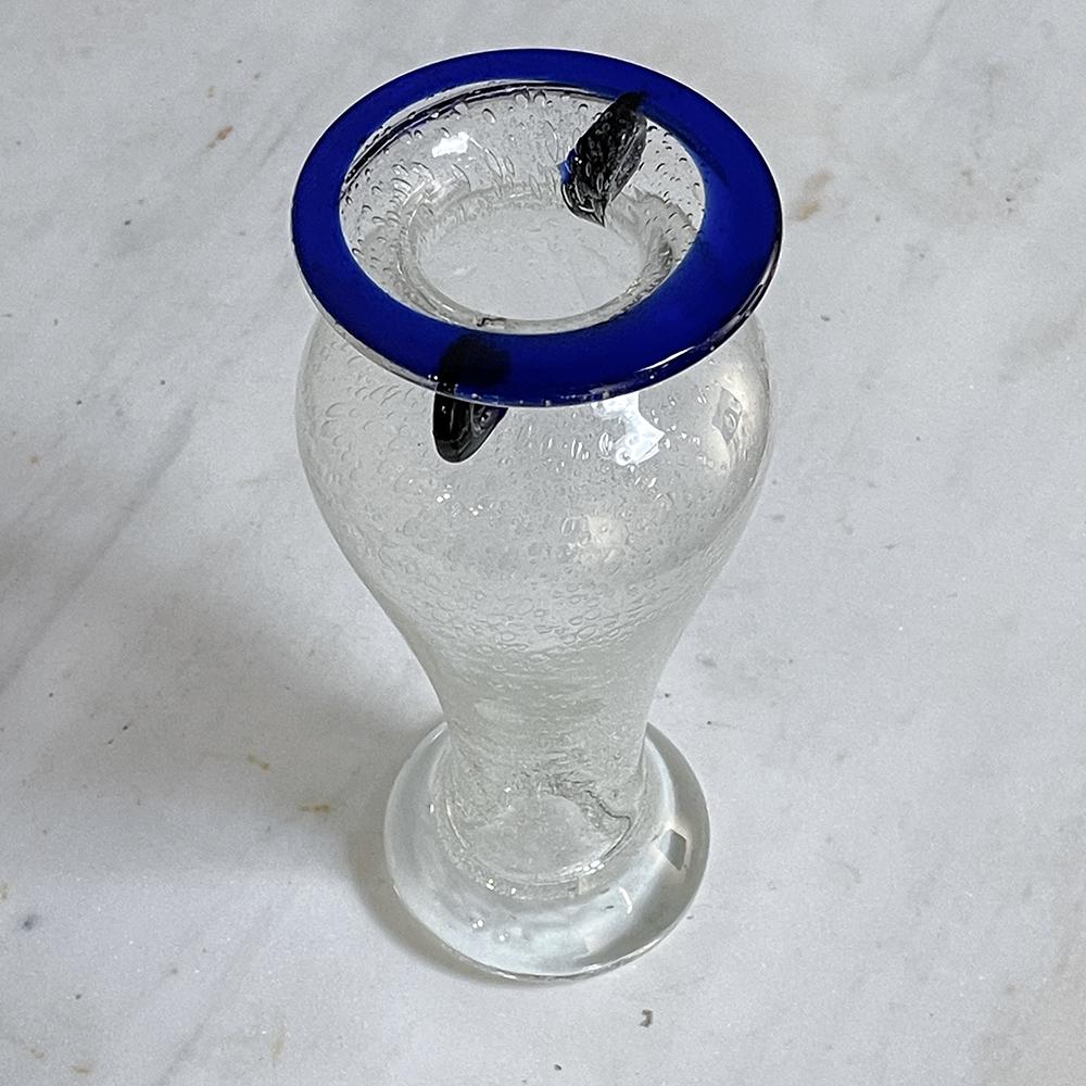 Hand-Crafted Mid-Century Hand-Blown Glass Flower Vase For Sale