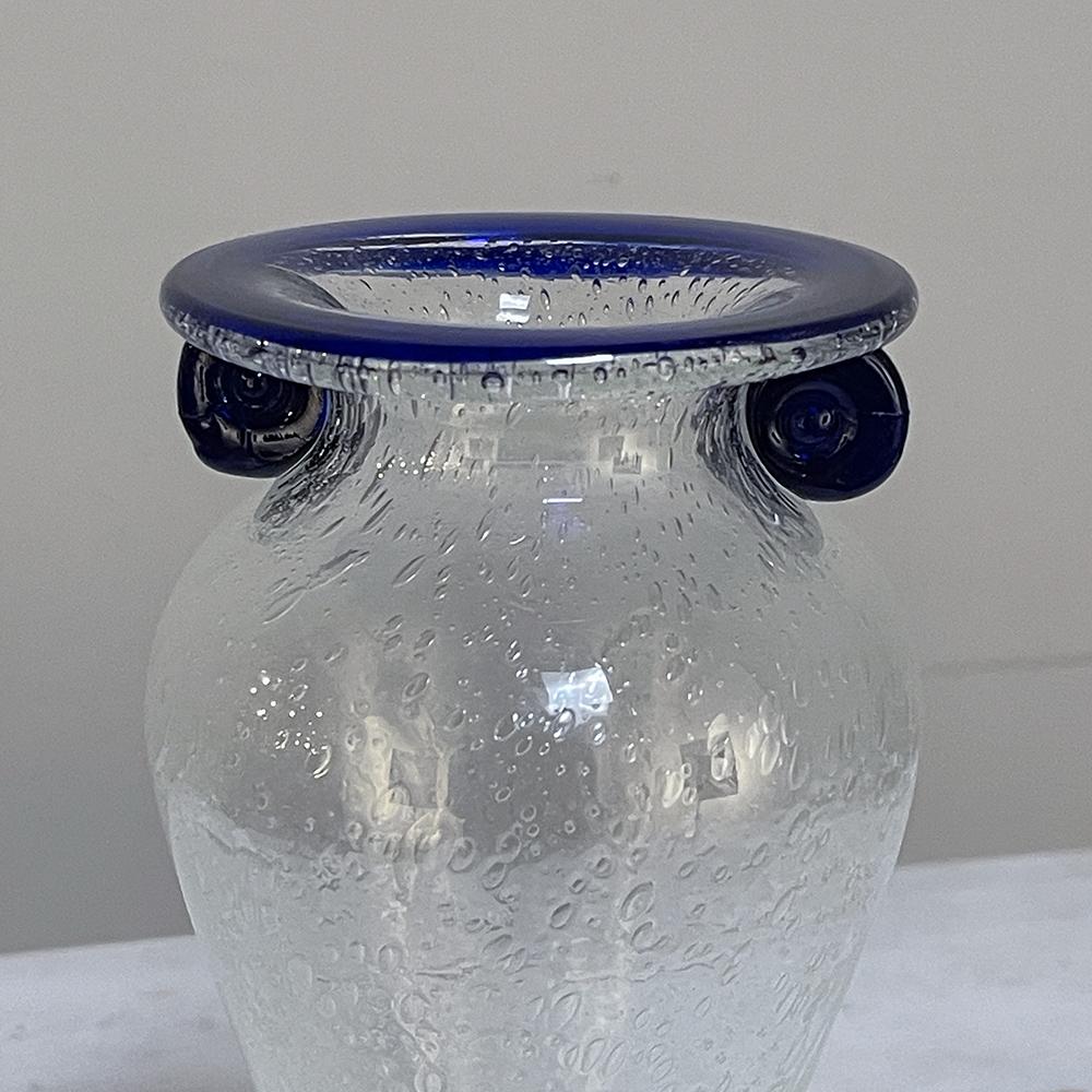 20th Century Mid-Century Hand-Blown Glass Flower Vase For Sale