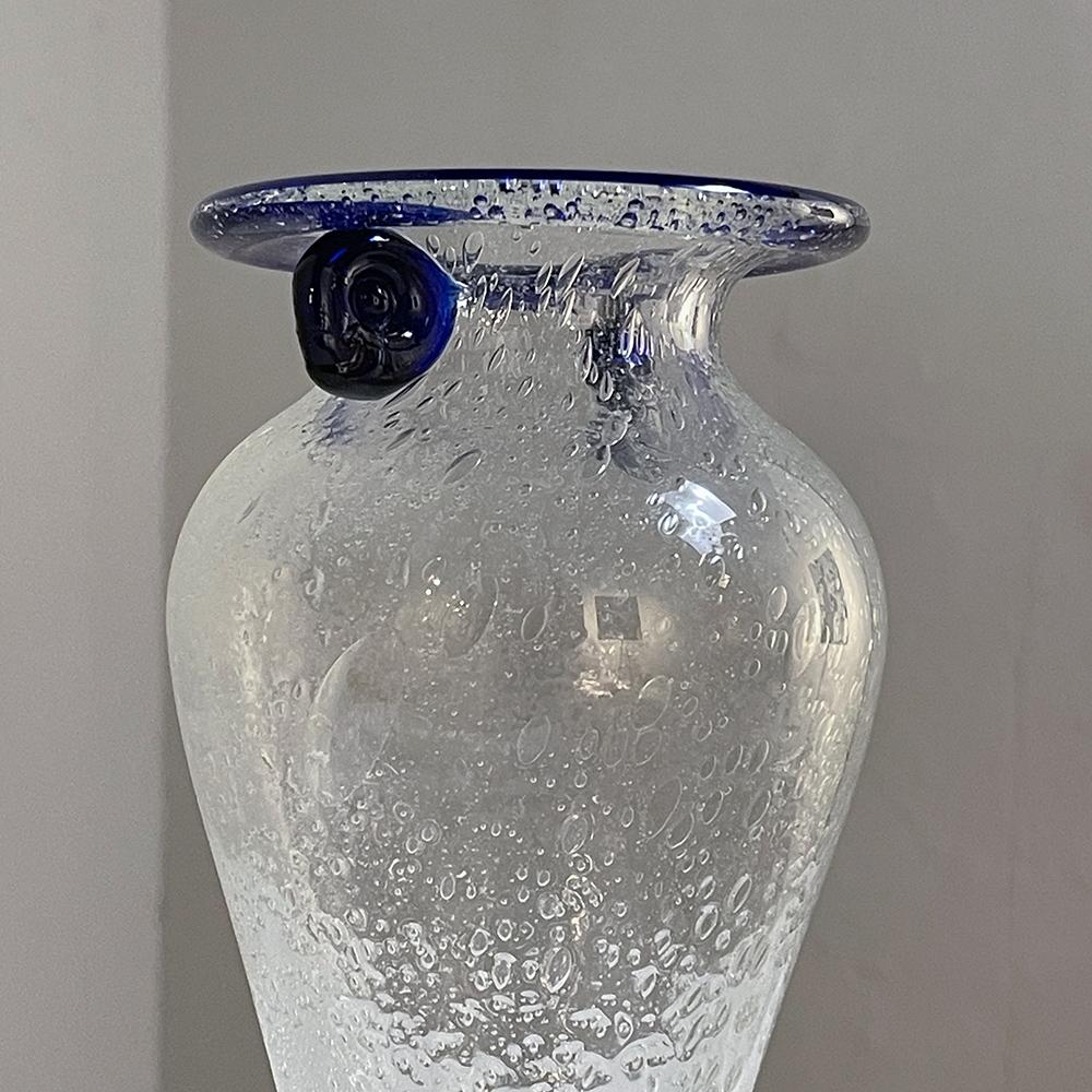 Art Glass Mid-Century Hand-Blown Glass Flower Vase For Sale