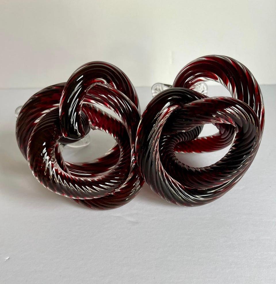 Mid-Century Hand Blown Glass Knot Candle Holders, a Pair For Sale 5