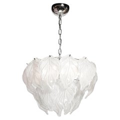 Mid-Century Hand-Blown Leaf Form Mottled Murano Glass Chandelier by Mazzega