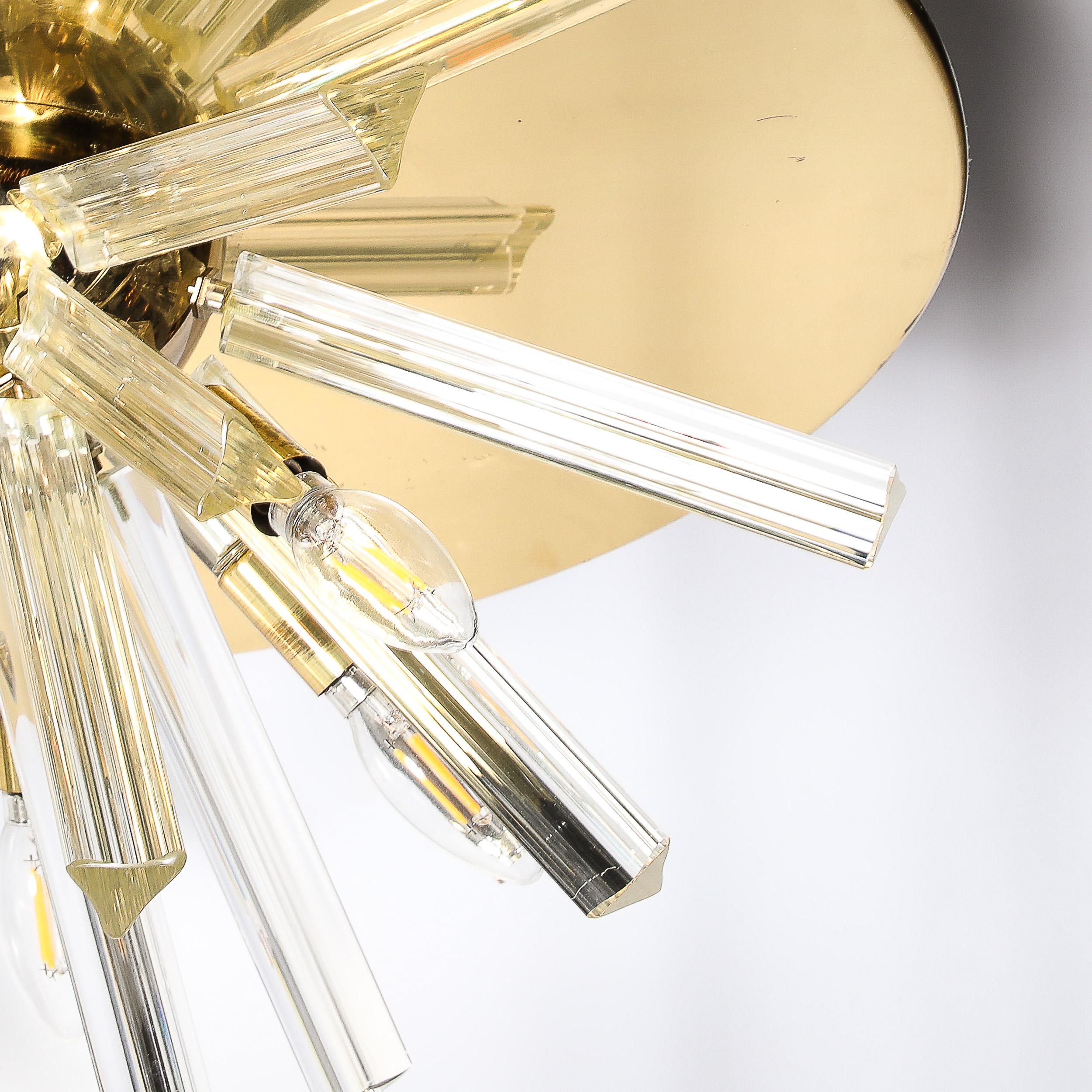 Lustre encastré du milieu du siècle en verre soufflé à la bouche de Murano et en laiton en vente 4