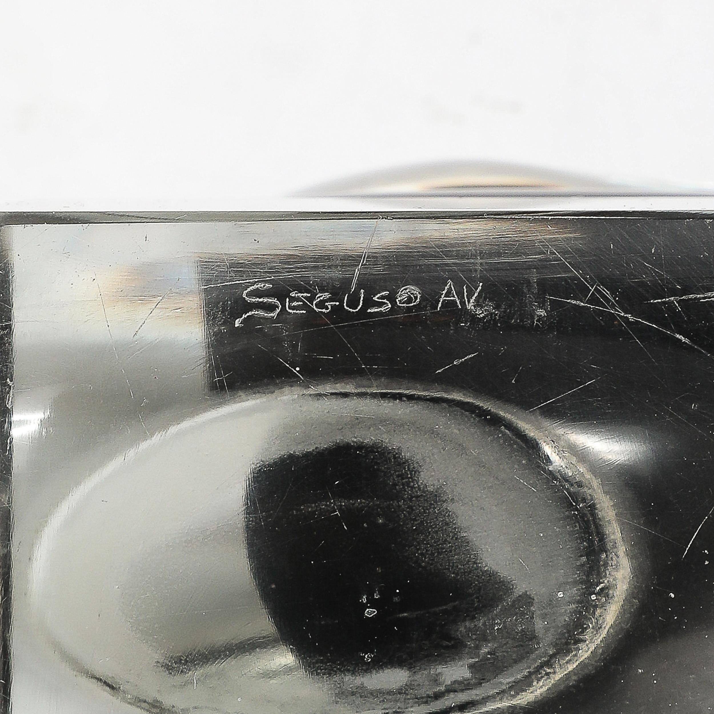 Mid-Century Hand-Blown Murano Clear & Black Glass Sculpture signed Seguso For Sale 8