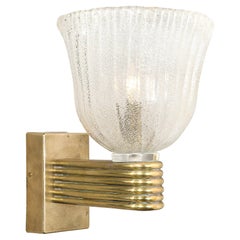 Mid-Century Hand-Blown Murano Fluted Pulegoso Glass Sconce by Barovier & Toso