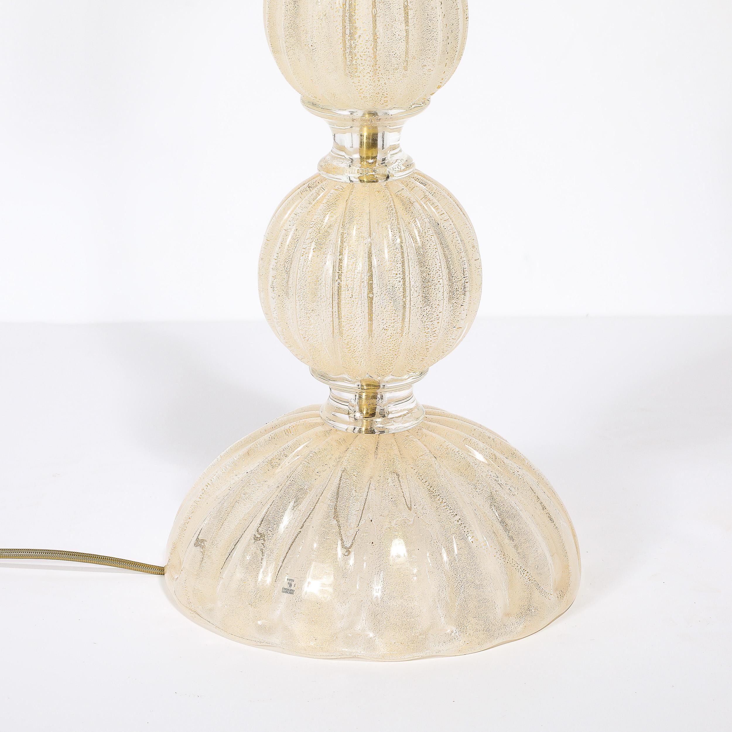 Mid-Century Hand Blown Murano Glass & 24k Gold Lamps by Seguso Vetri d'Arte 6