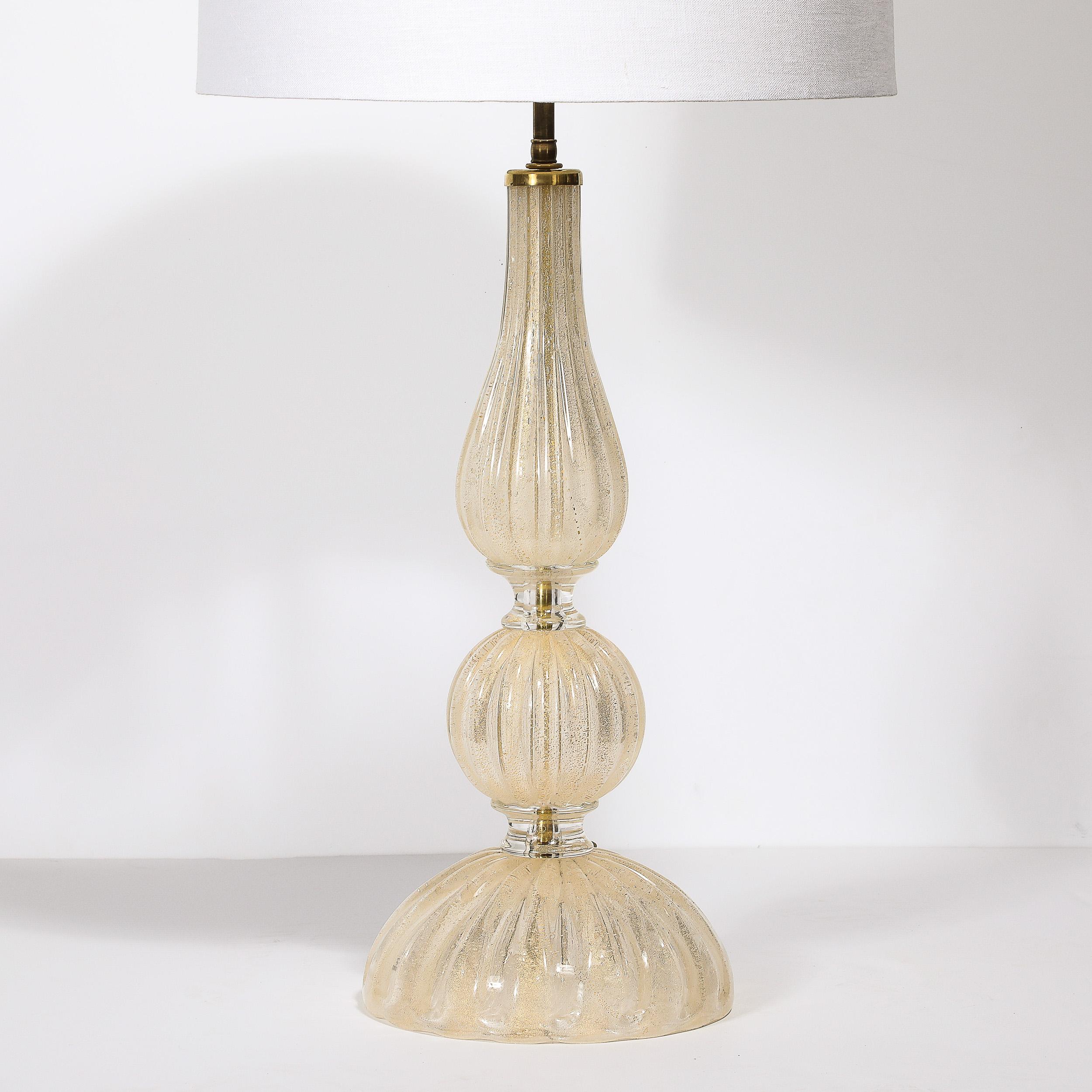 Mid-Century Modern Mid-Century Hand Blown Murano Glass & 24k Gold Lamps by Seguso Vetri d'Arte