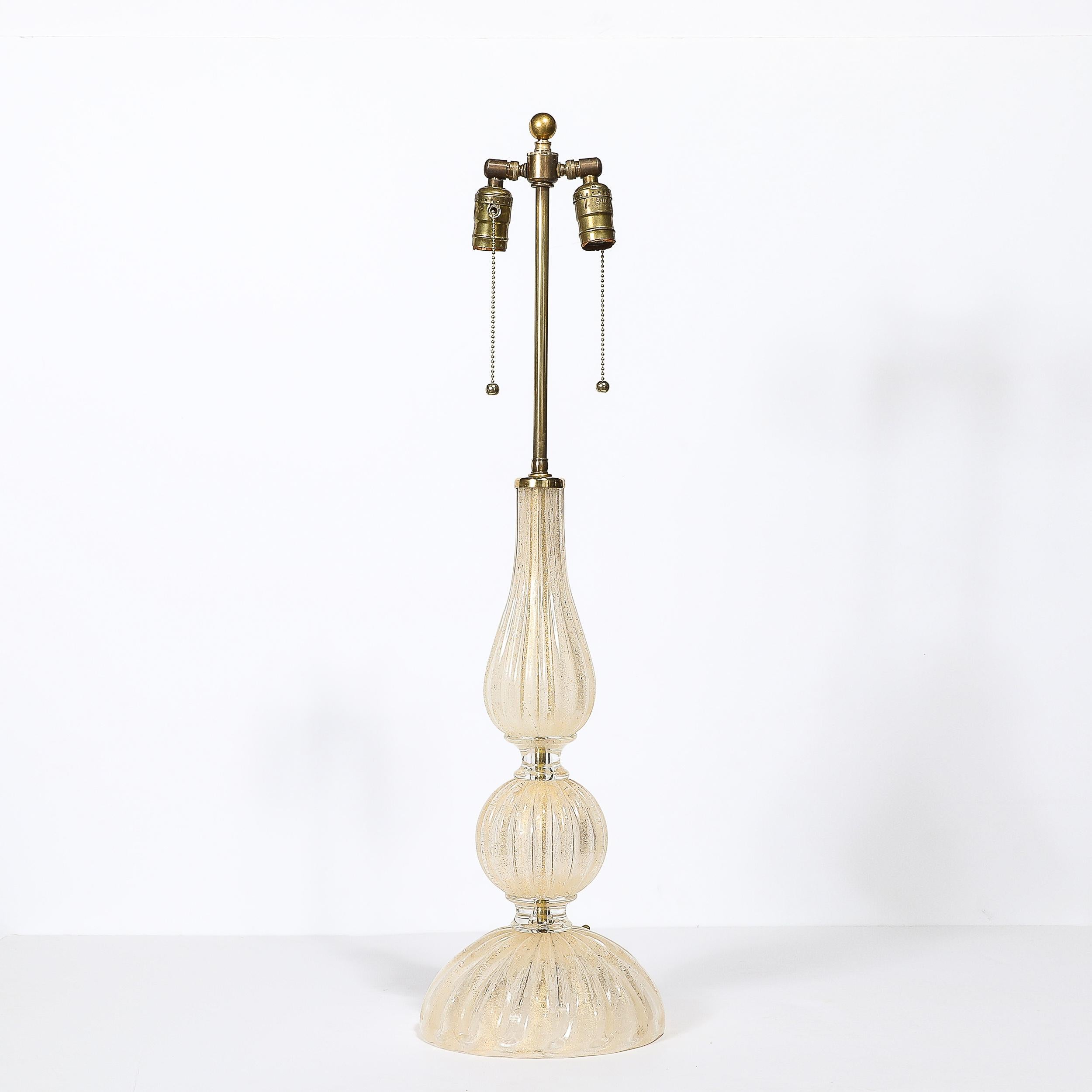 Italian Mid-Century Hand Blown Murano Glass & 24k Gold Lamps by Seguso Vetri d'Arte