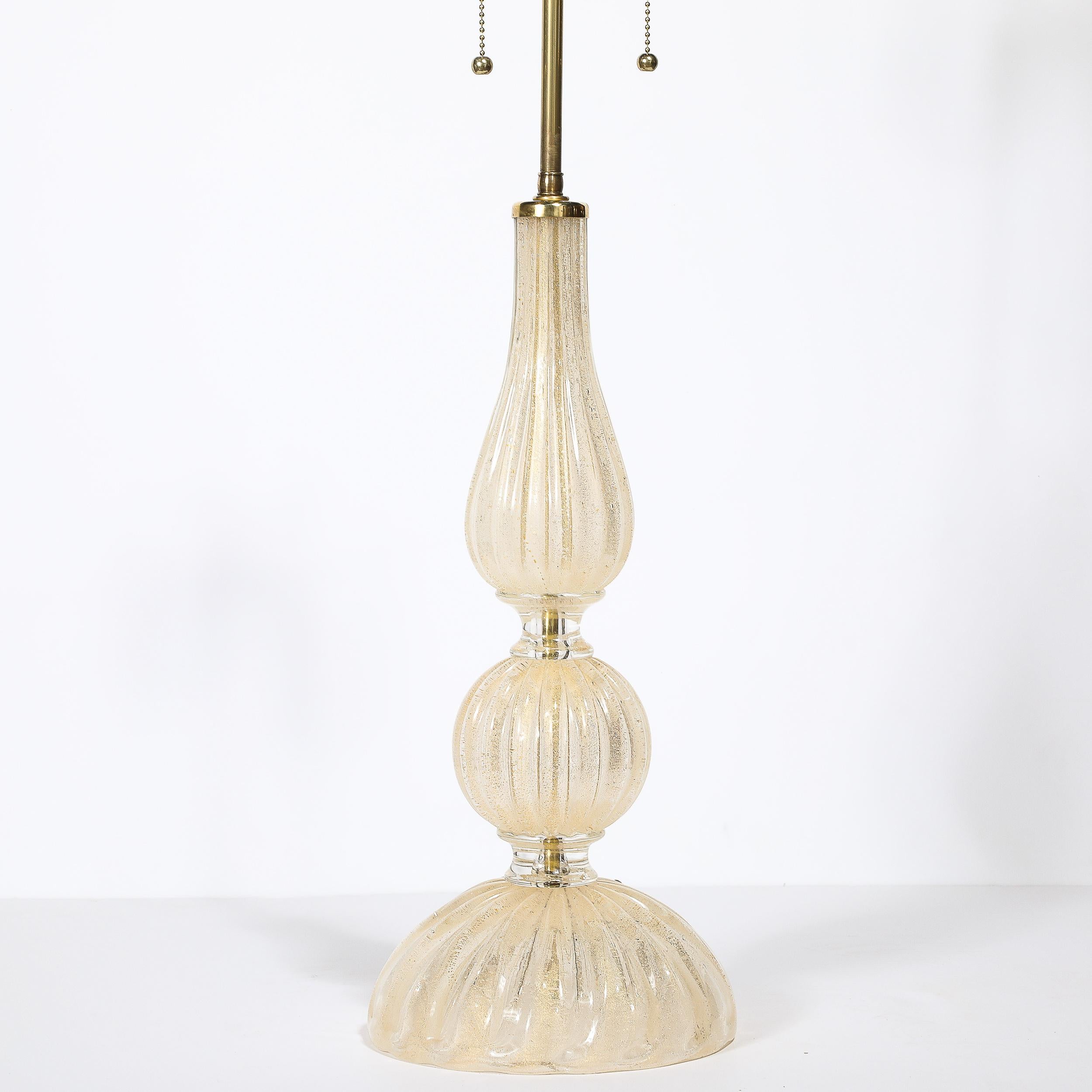 Mid-Century Hand Blown Murano Glass & 24k Gold Lamps by Seguso Vetri d'Arte In Excellent Condition In New York, NY