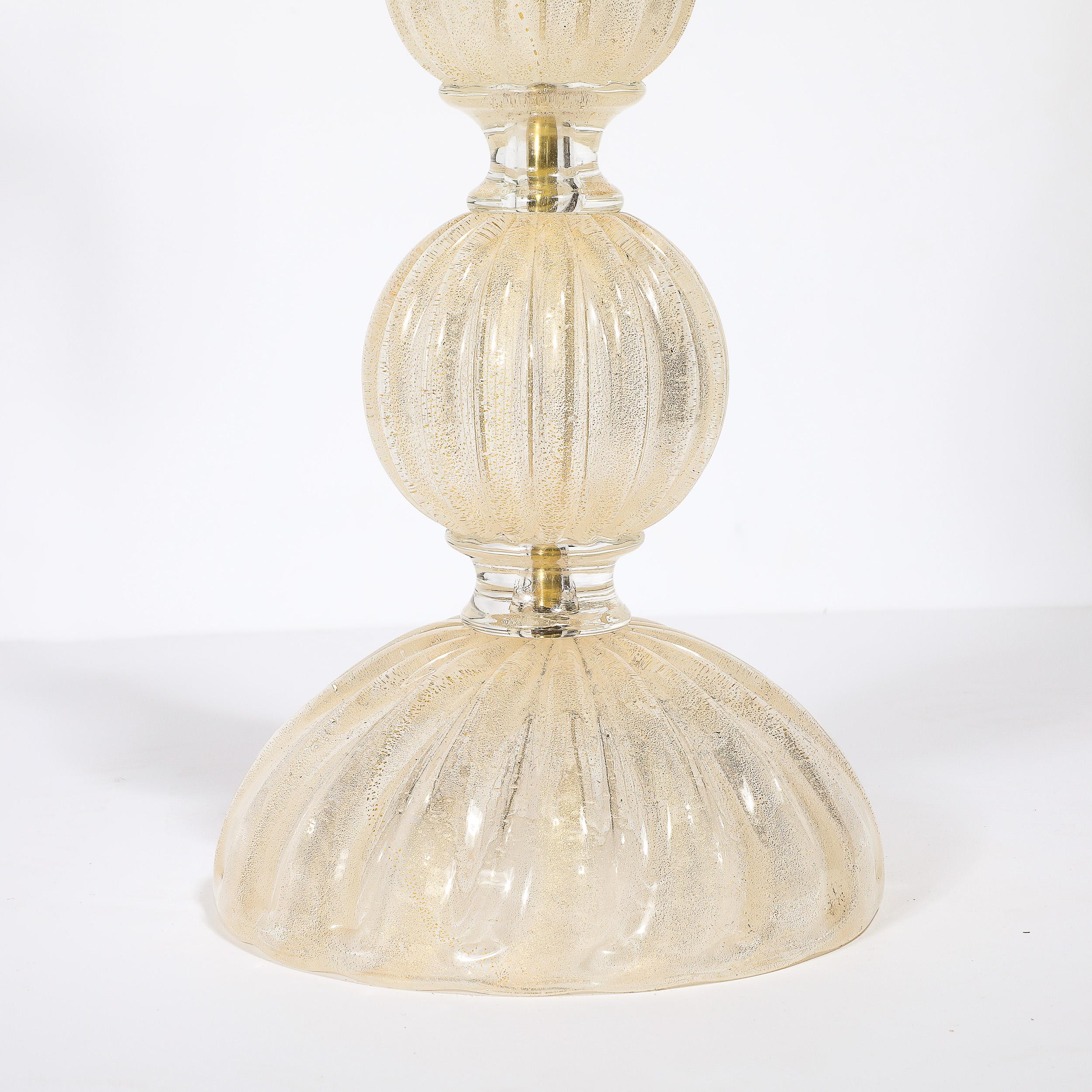 Mid-Century Hand Blown Murano Glass & 24k Gold Lamps by Seguso Vetri d'Arte 1