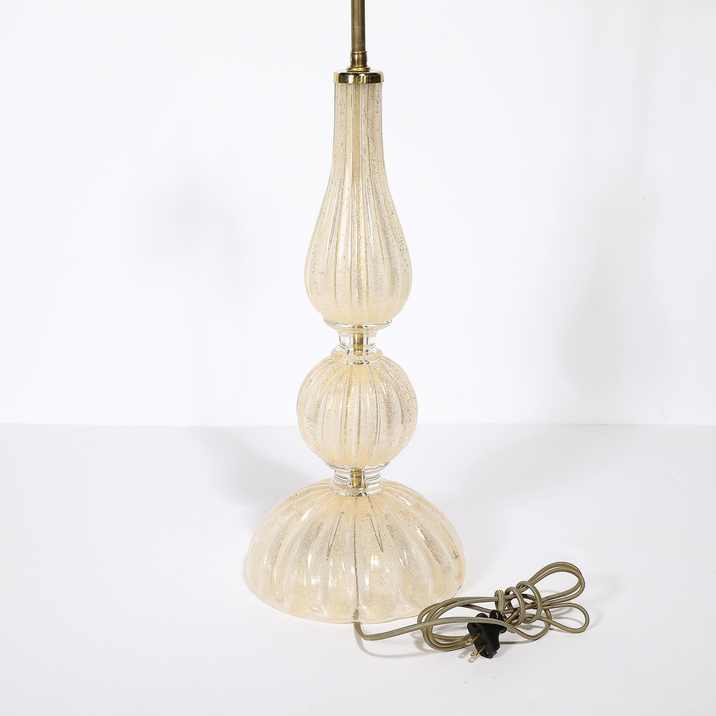 Mid-Century Hand Blown Murano Glass & 24k Gold Lamps by Seguso Vetri d'Arte 3