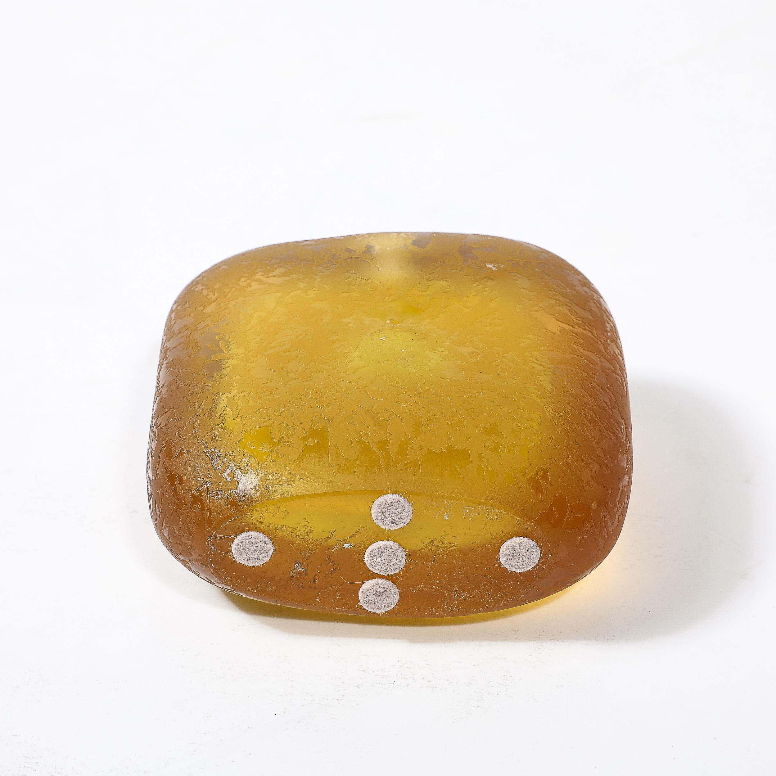Vase à bourgeons en verre de Murano soufflé à la main au milieu du siècle, jaune citron avec texture tachetée en vente 4