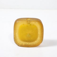 Mid-Century Hand-Blown Murano Glass Bud Vase in Lemon Yellow W/ Mottled Texture