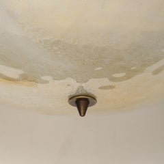 Plafonnier du milieu du siècle en verre de Murano soufflé à la main avec mouchetures d'or et raccords en bronze