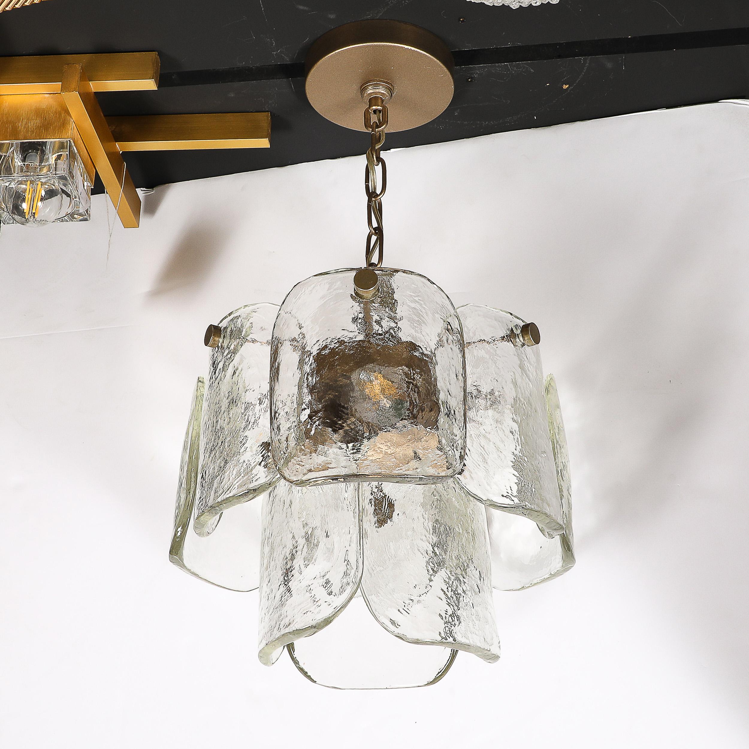 Mid-Century Hand-Blown Murano Glass Pendant W/ Matte Bronze Fittings by Mazzega For Sale 4