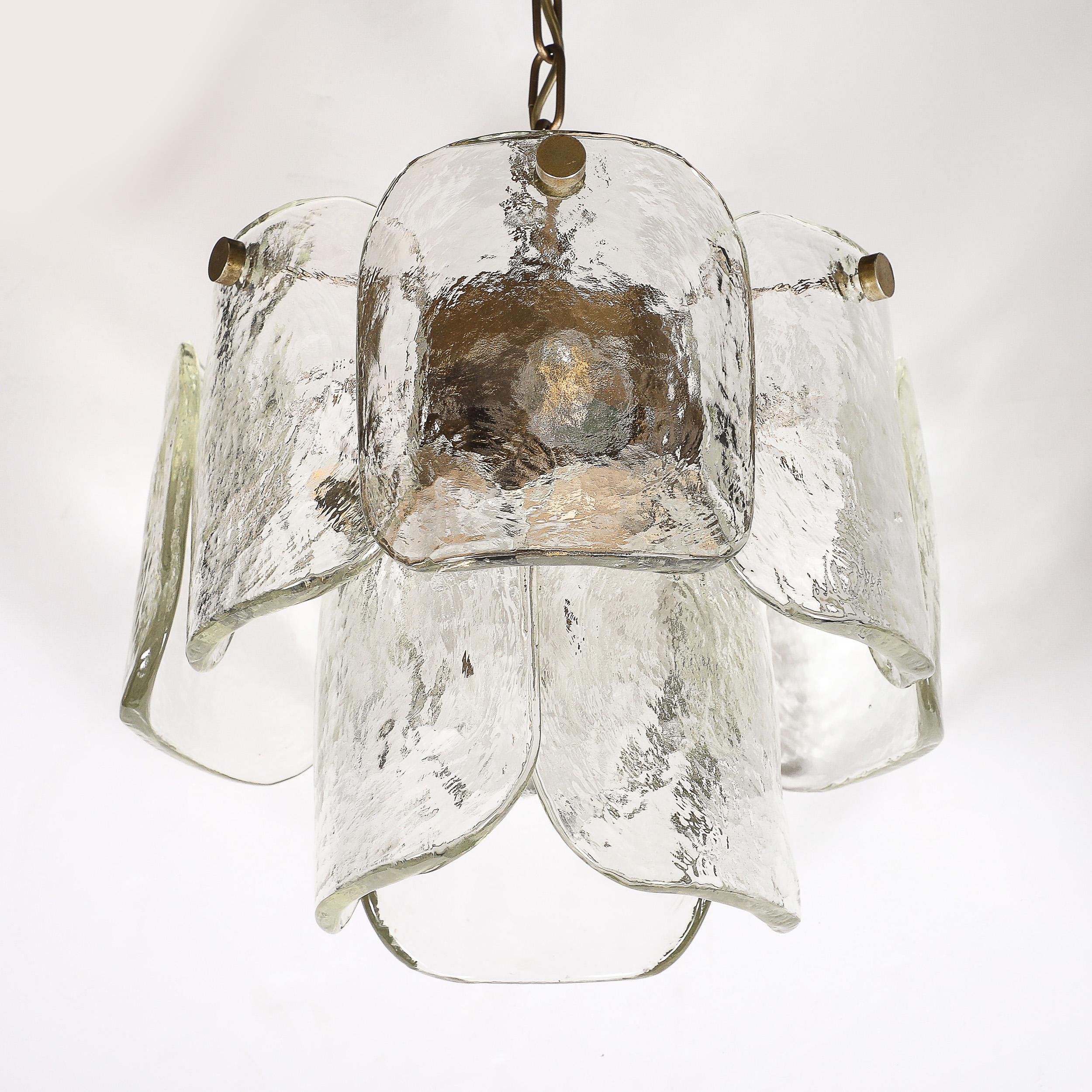 Mid-Century Hand-Blown Murano Glass Pendant W/ Matte Bronze Fittings by Mazzega For Sale 5