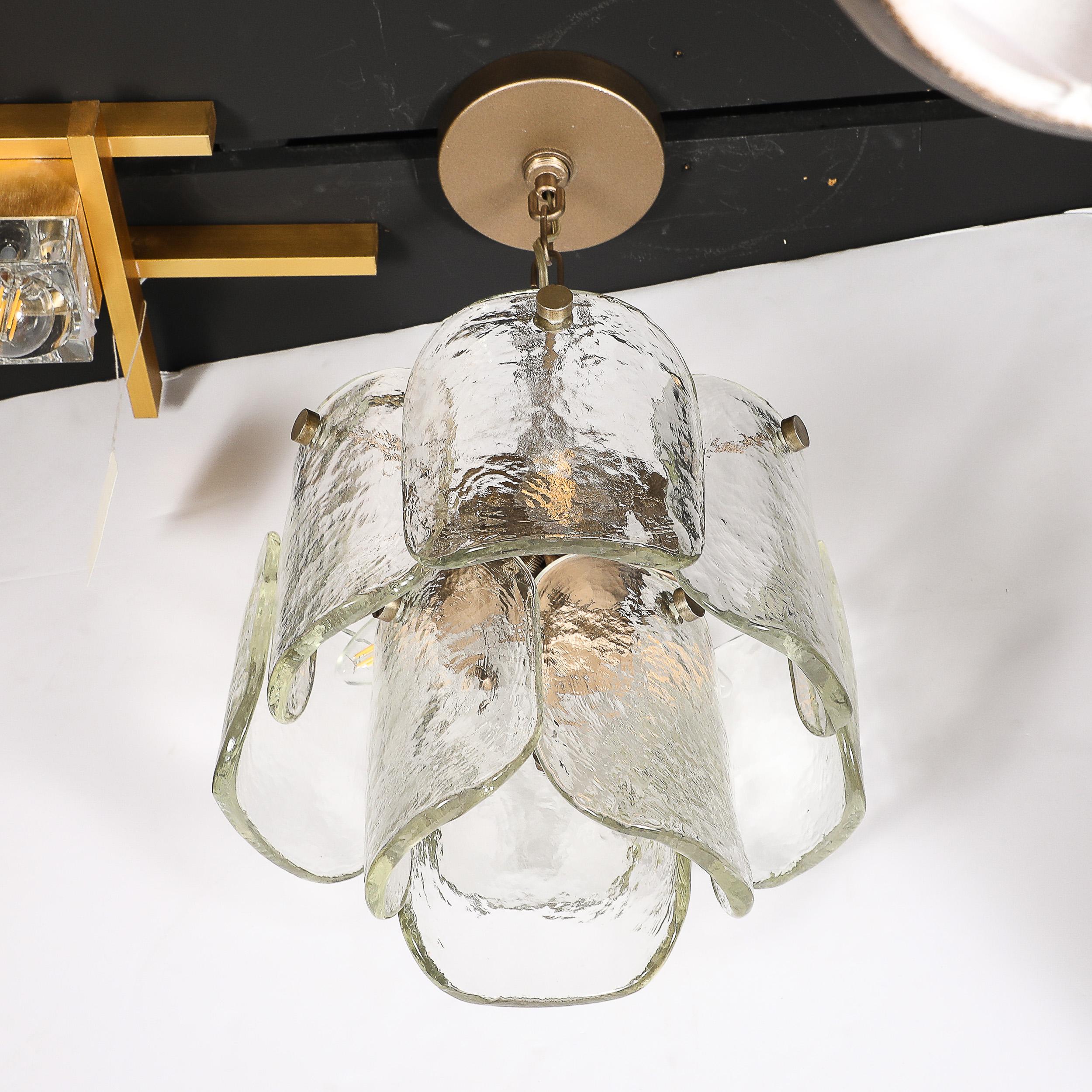 Mid-Century Hand-Blown Murano Glass Pendant W/ Matte Bronze Fittings by Mazzega For Sale 7