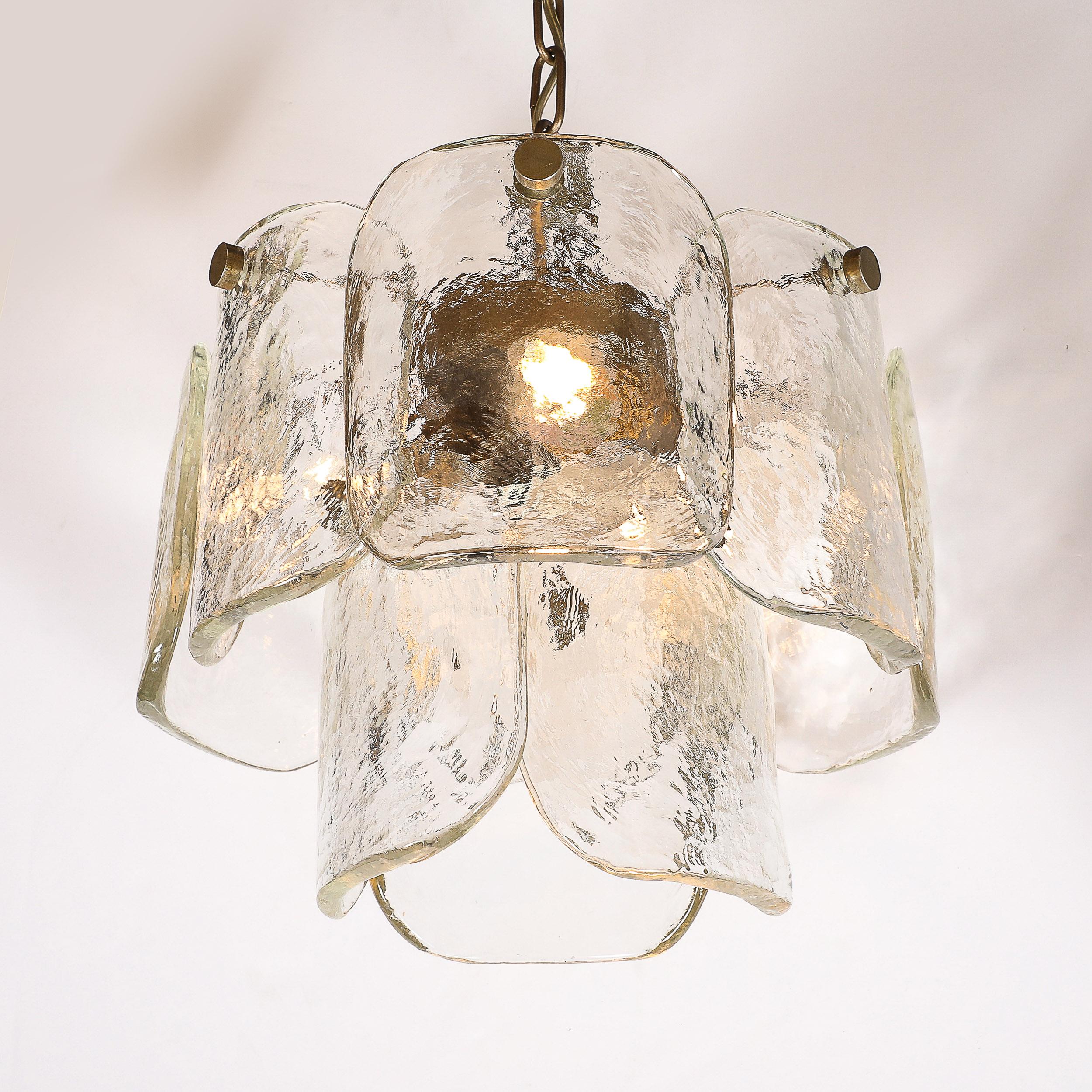 Mid-Century Hand-Blown Murano Glass Pendant W/ Matte Bronze Fittings by Mazzega For Sale 3