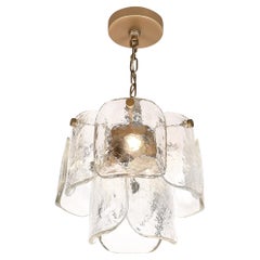 Mid-Century Hand-Blown Murano Glass Pendant W/ Matte Bronze Fittings by Mazzega