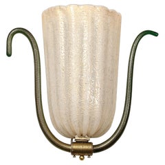 Mid-Century Hand-Blown Murano Glass Sconce W/ 24K Gold Flecks by Barovier Y Toso