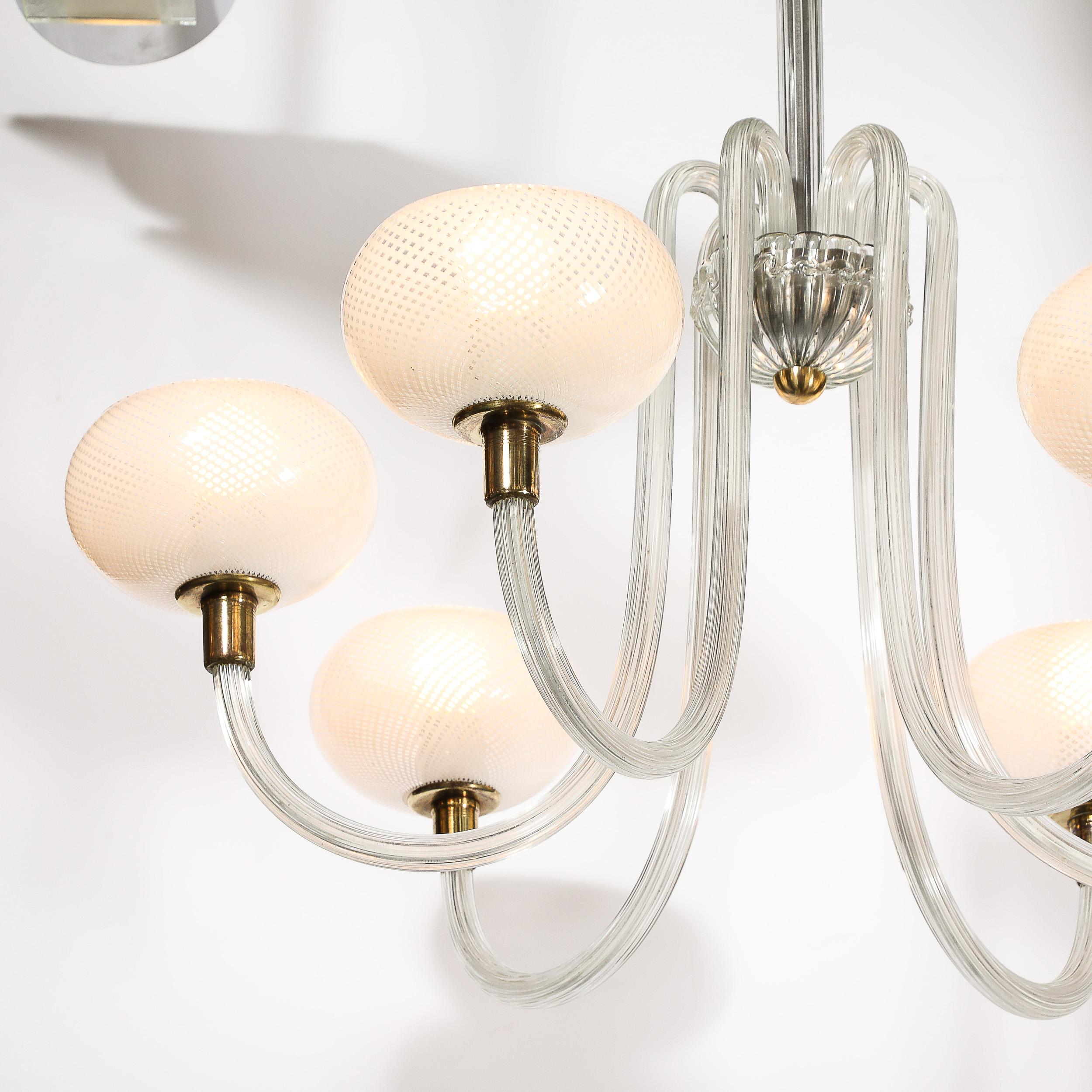 Mid-Century Hand-Blown Murano Glass Six Arm Chandelier by Barovier & Toso For Sale 3