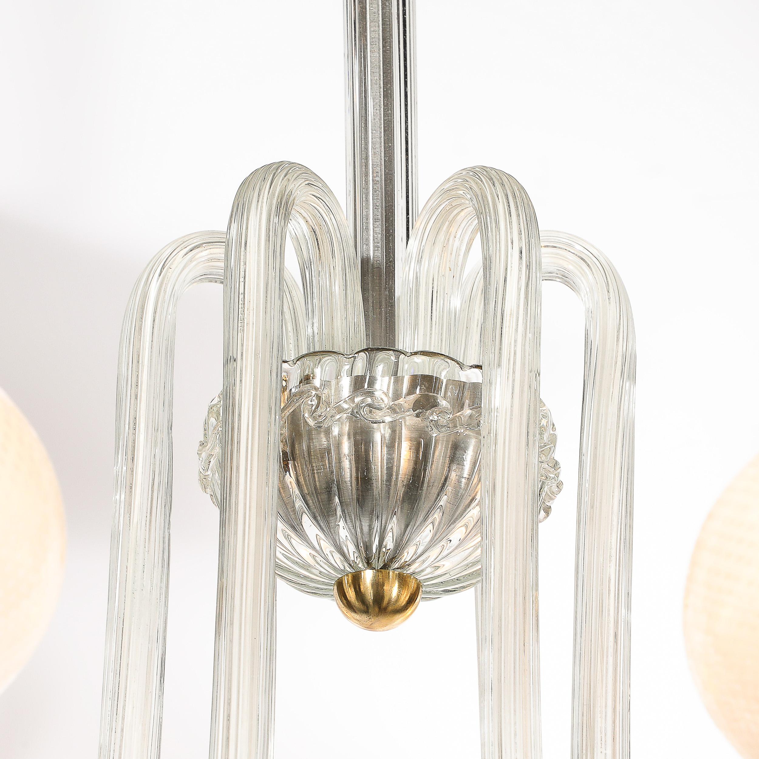 Mid-Century Hand-Blown Murano Glass Six Arm Chandelier by Barovier & Toso For Sale 4