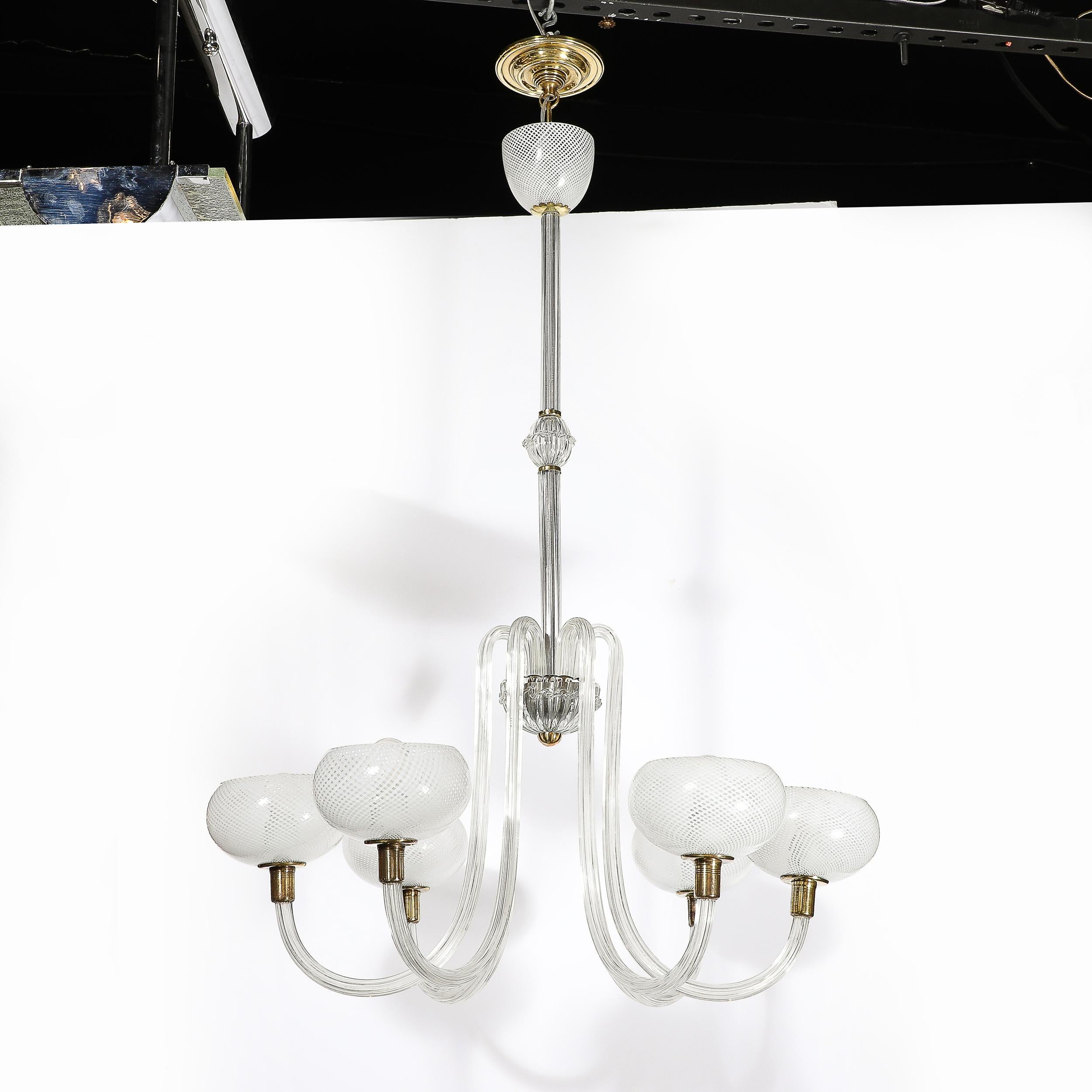 Mid-Century Hand-Blown Murano Glass Six Arm Chandelier by Barovier & Toso For Sale 7
