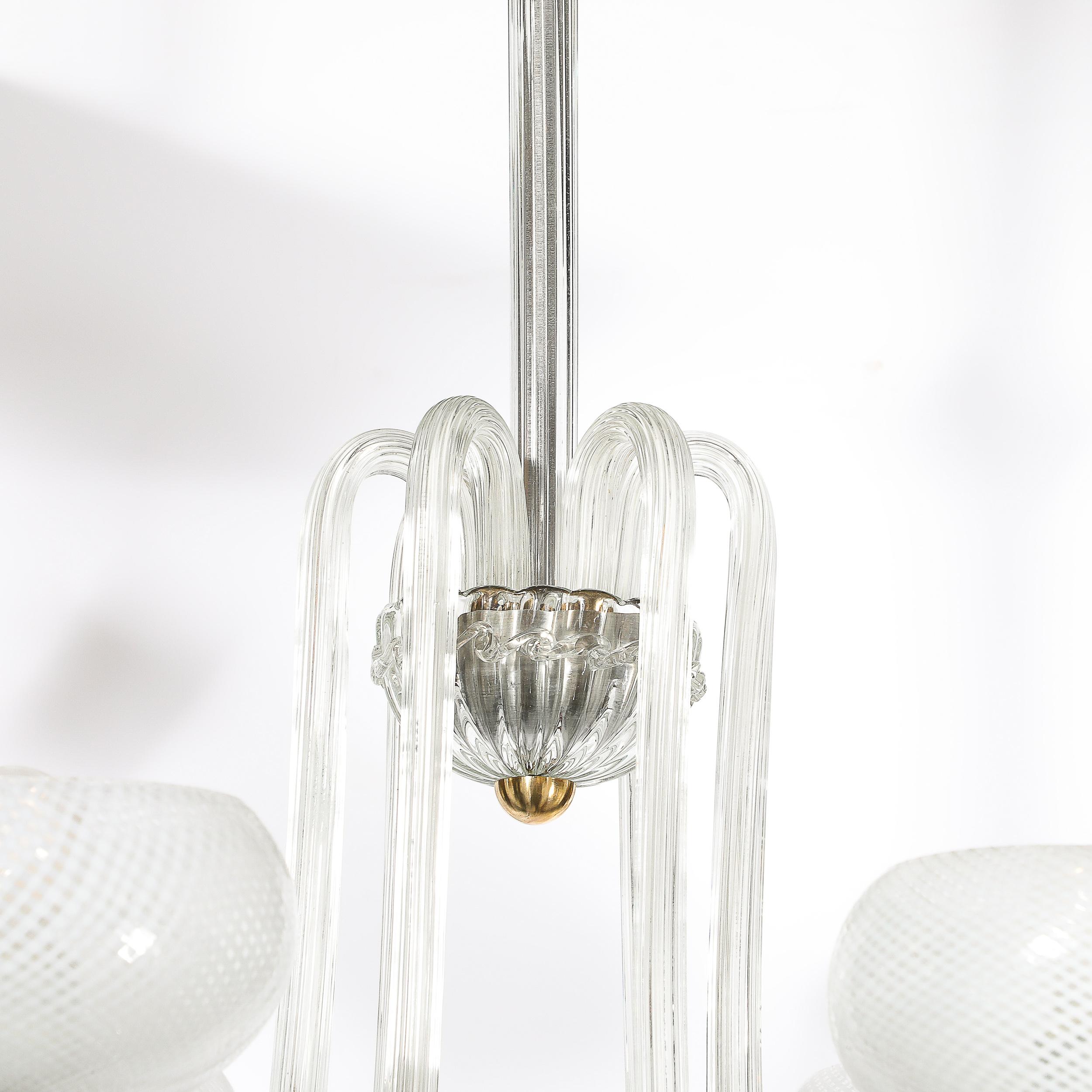 Mid-Century Hand-Blown Murano Glass Six Arm Chandelier by Barovier & Toso For Sale 8