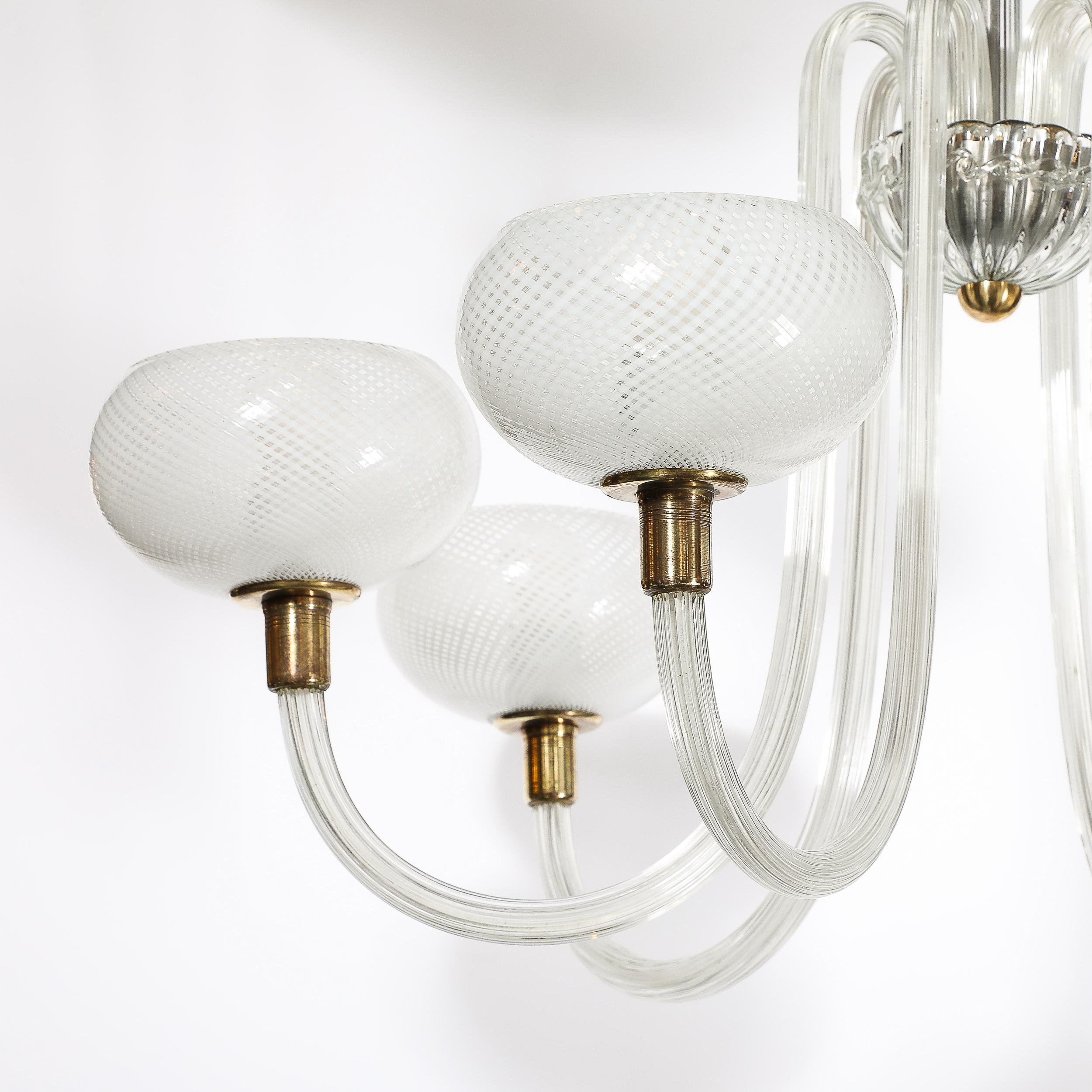 Mid-Century Hand-Blown Murano Glass Six Arm Chandelier by Barovier & Toso For Sale 9