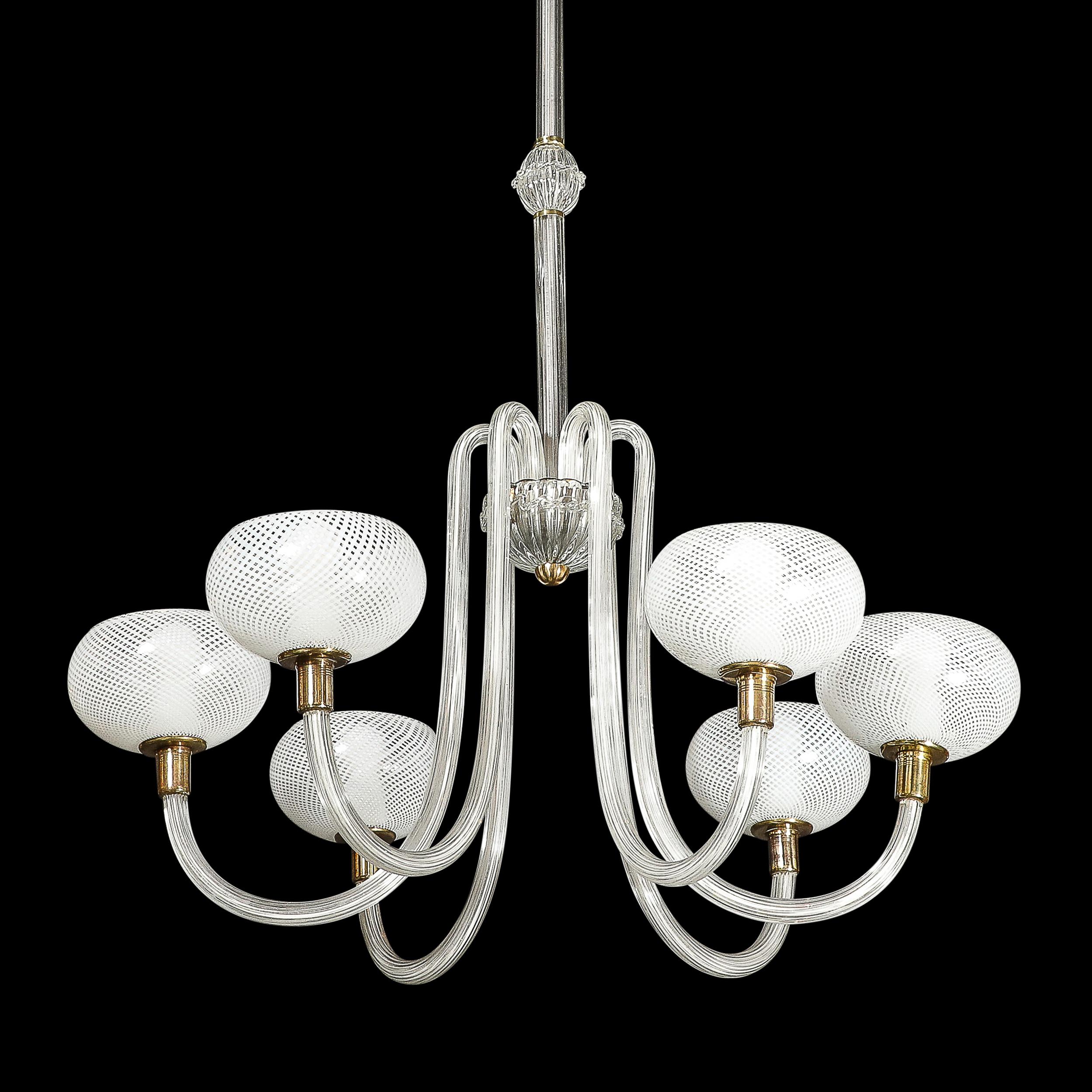 Mid-Century Hand-Blown Murano Glass Six Arm Chandelier by Barovier & Toso For Sale 10