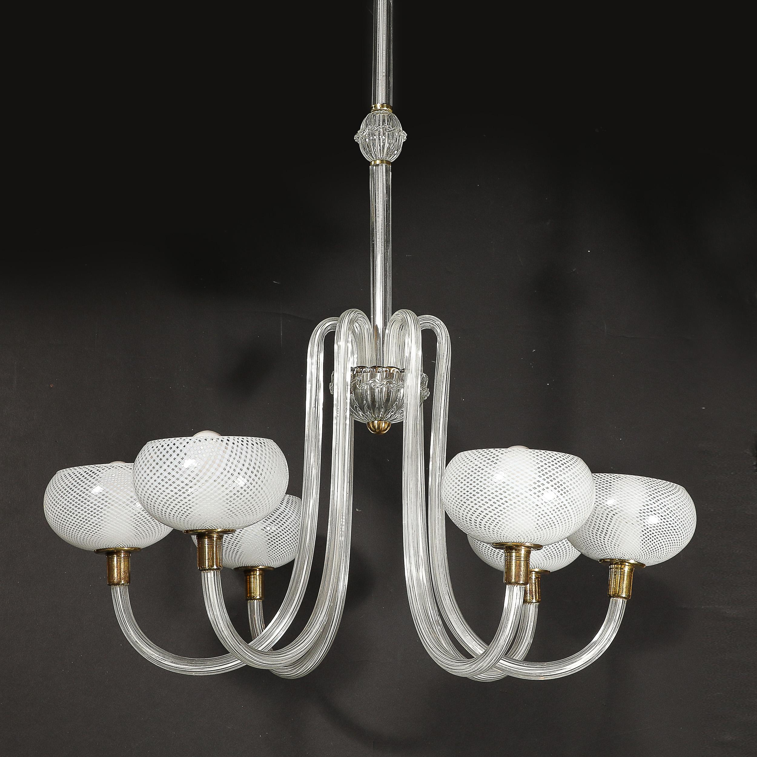 Mid-Century Hand-Blown Murano Glass Six Arm Chandelier by Barovier & Toso For Sale 11