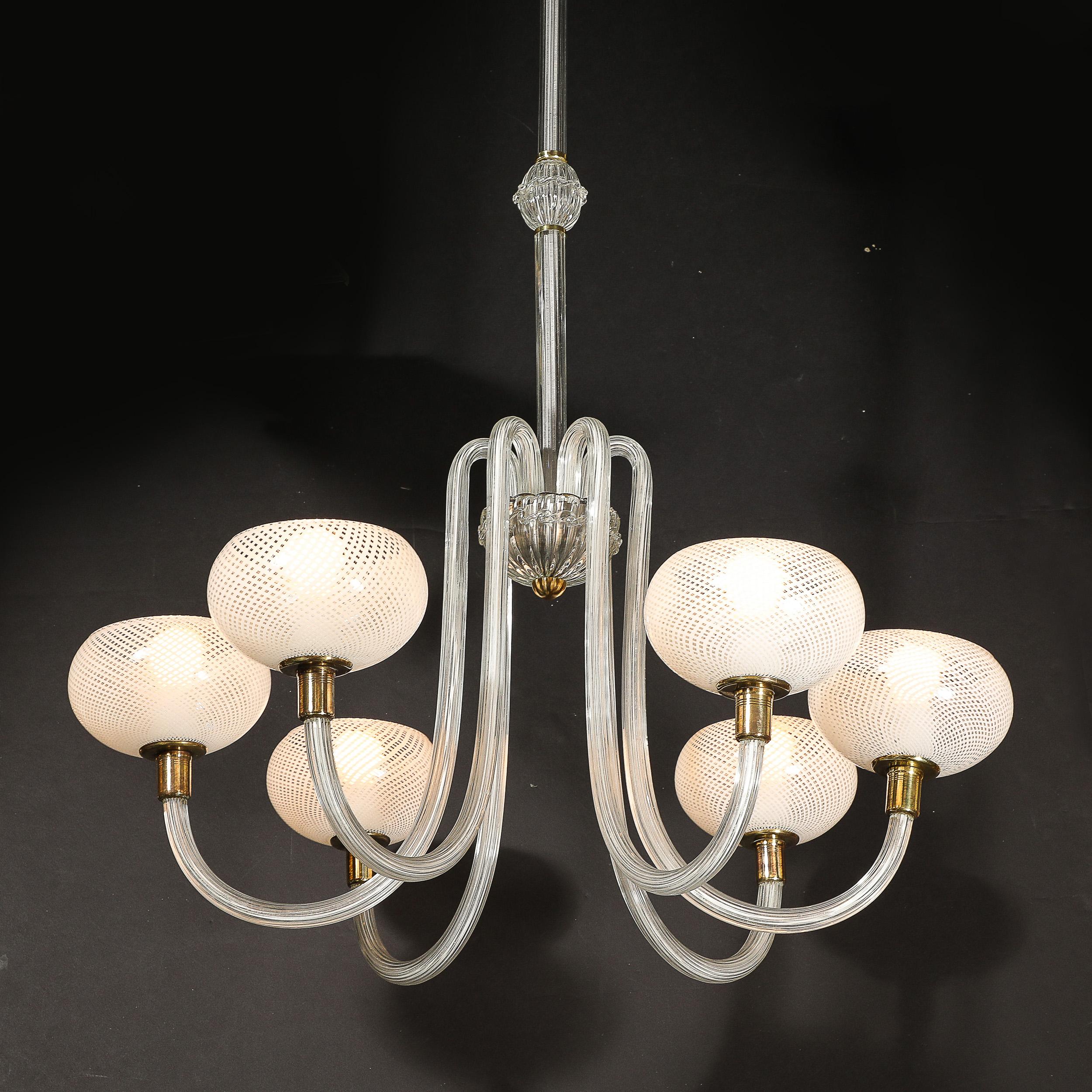 Mid-Century Hand-Blown Murano Glass Six Arm Chandelier by Barovier & Toso For Sale 12