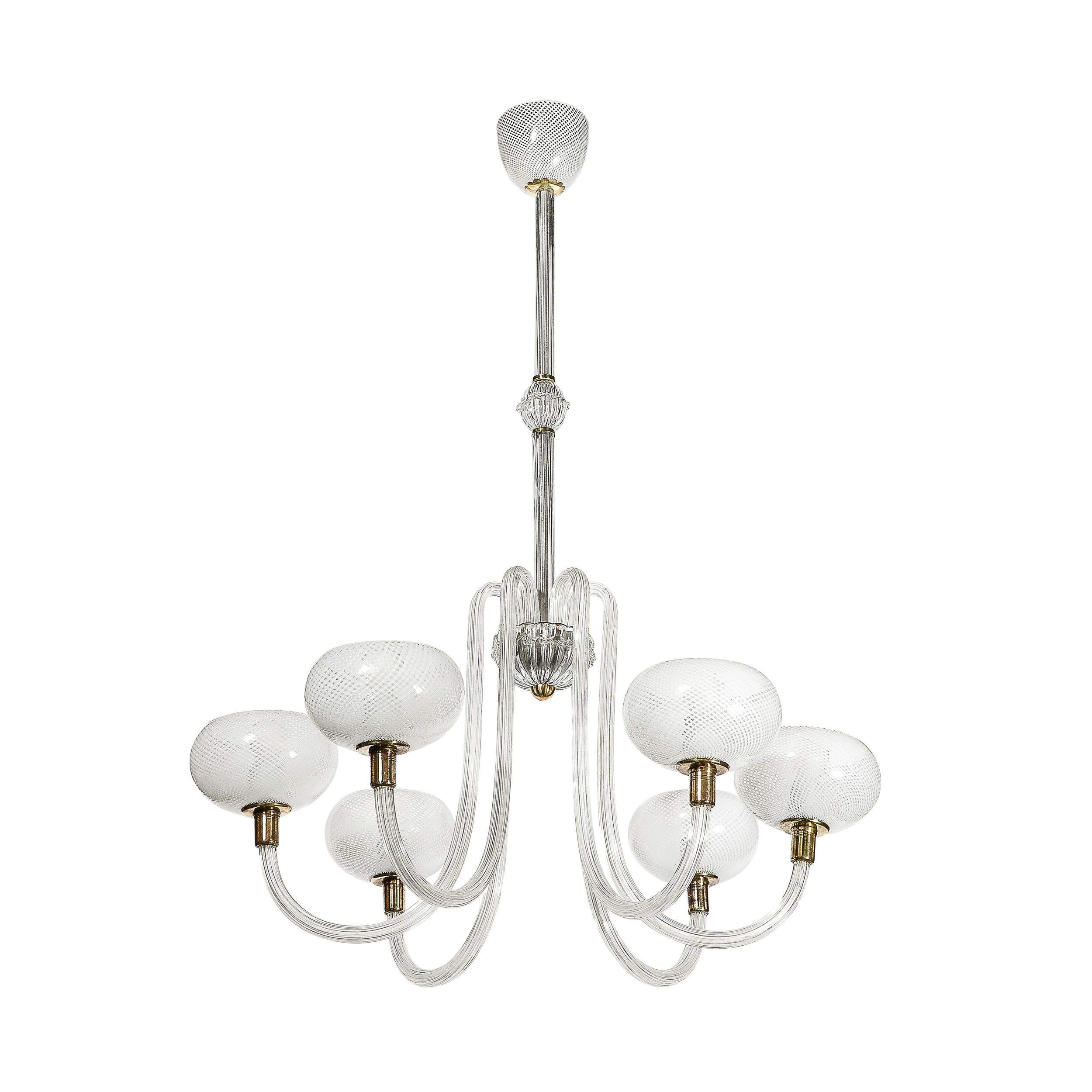 Mid-Century Hand-Blown Murano Glass Six Arm Chandelier by Barovier & Toso For Sale 13
