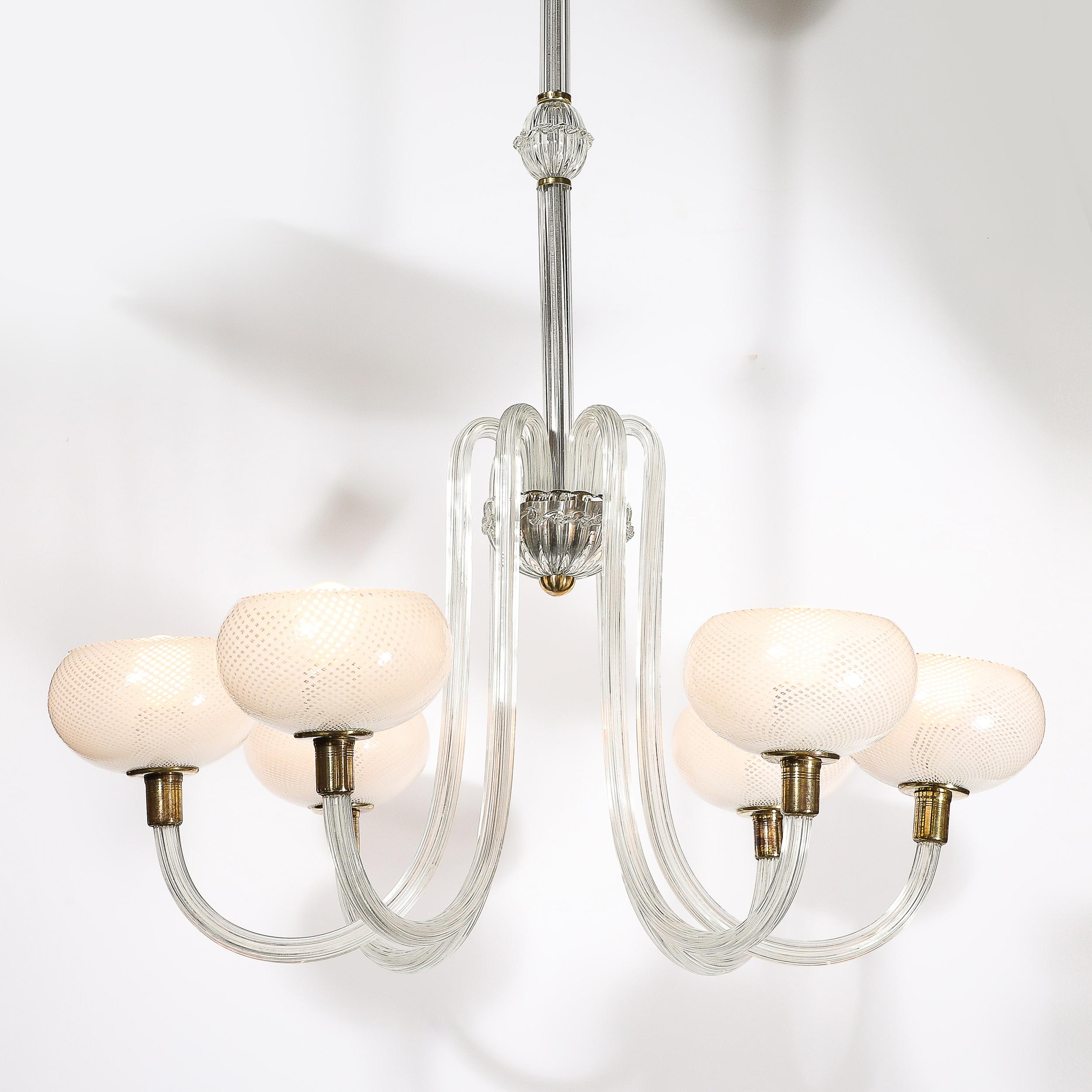 Mid-Century Hand-Blown Murano Glass Six Arm Chandelier by Barovier & Toso For Sale 1
