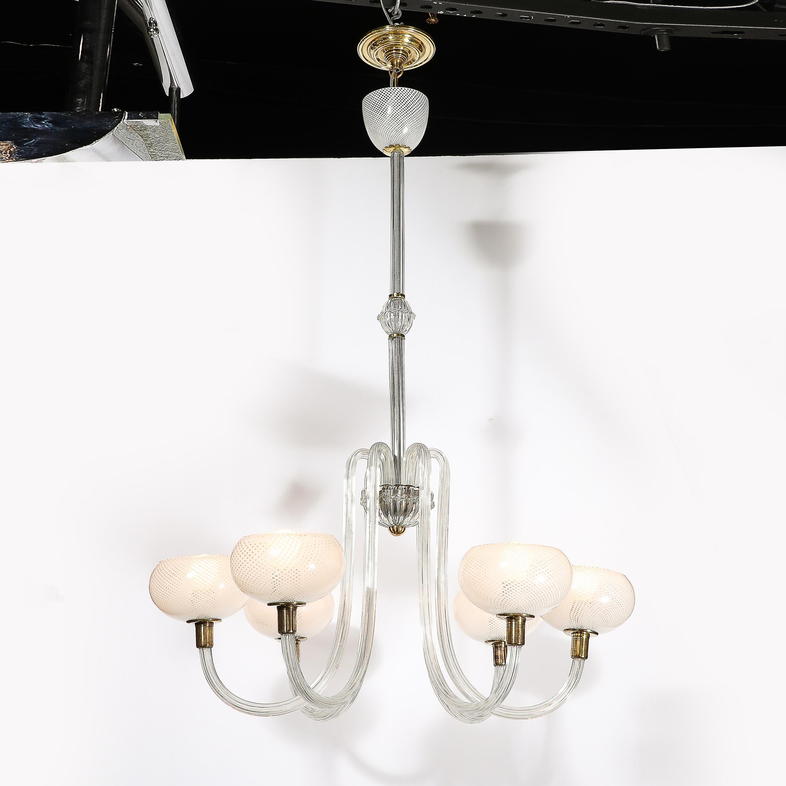 Mid-Century Hand-Blown Murano Glass Six Arm Chandelier by Barovier & Toso For Sale 2