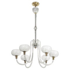 Mid-Century Hand-Blown Murano Glass Six Arm Chandelier by Barovier & Toso