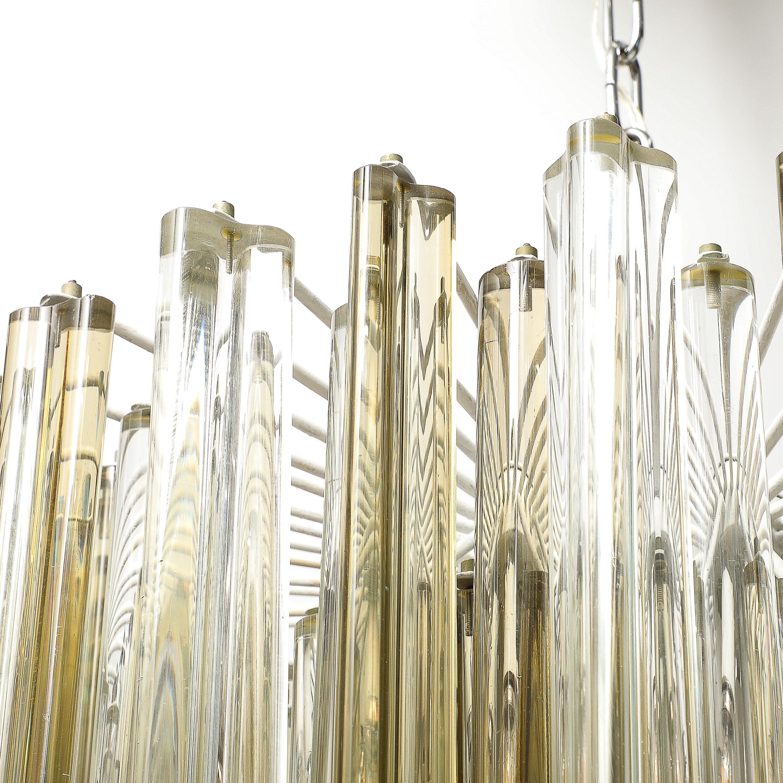Mid-Century Hand-Blown Murano Glass Three Tier Triedre Chandelier by Venini 7