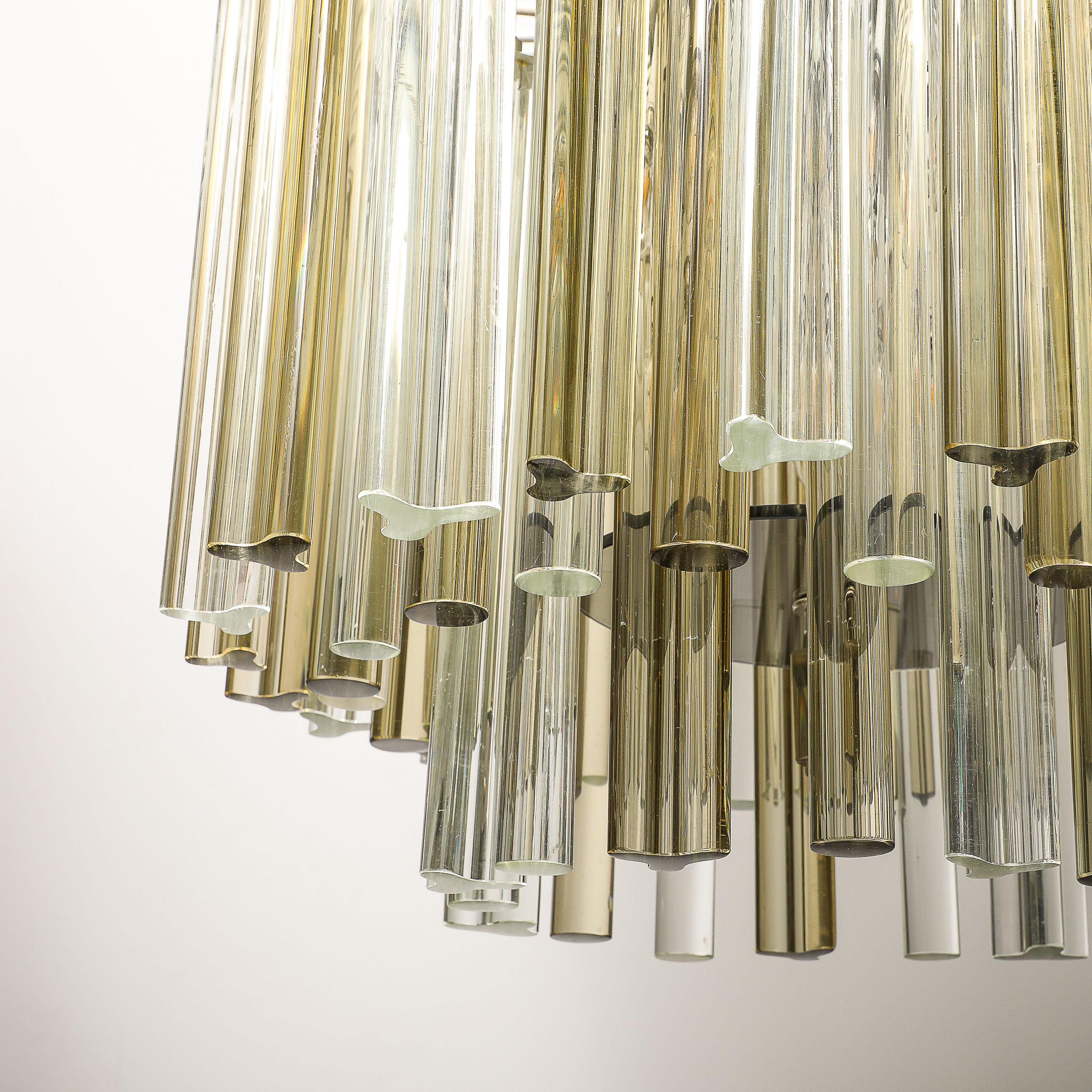 Mid-Century Hand-Blown Murano Glass Three Tier Triedre Chandelier by Venini 8