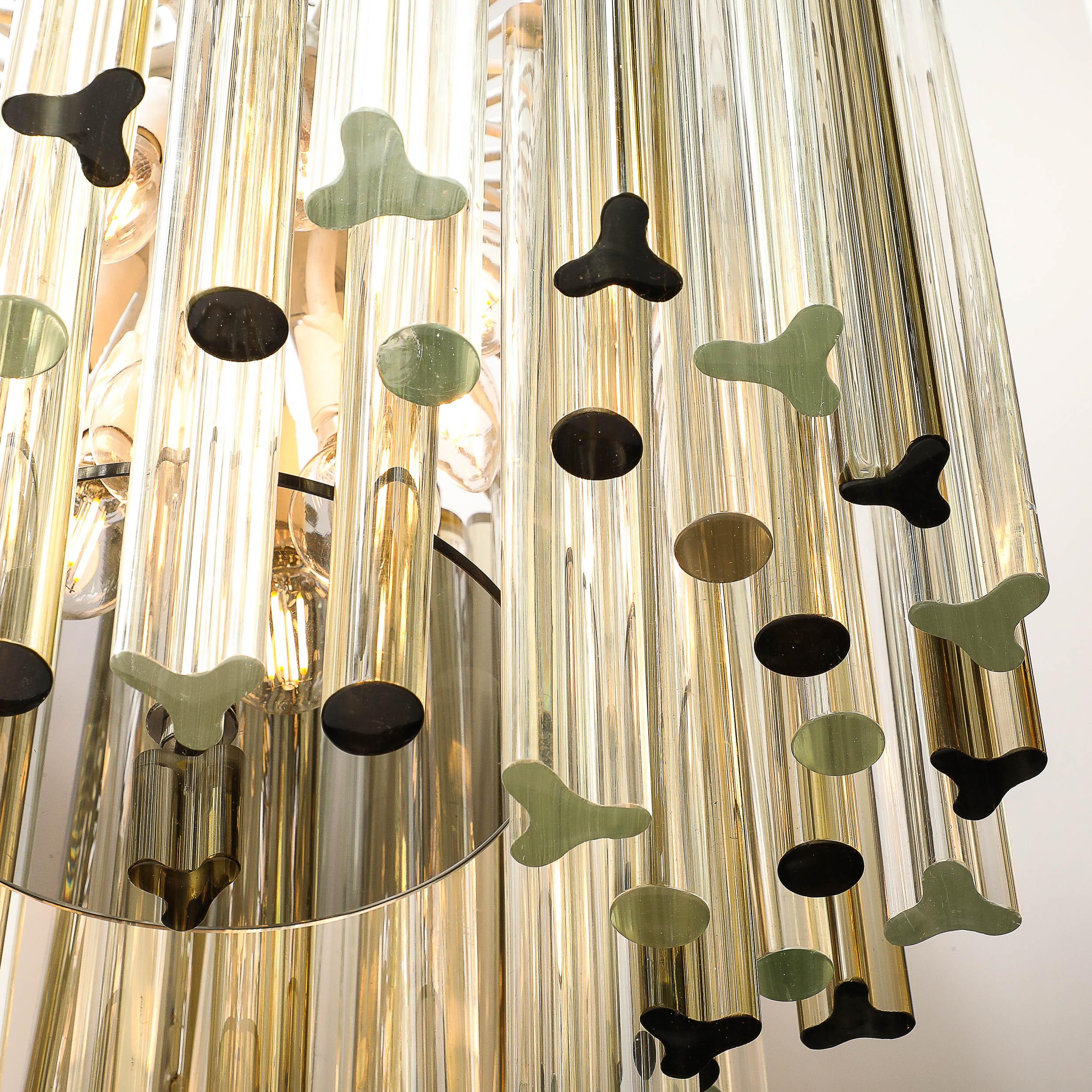 Mid-Century Hand-Blown Murano Glass Three Tier Triedre Chandelier by Venini 3