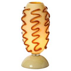 Mid-Century Hand-Blown Murano Glass Uplight in Vellum Hue w/ Sandstone Trailing