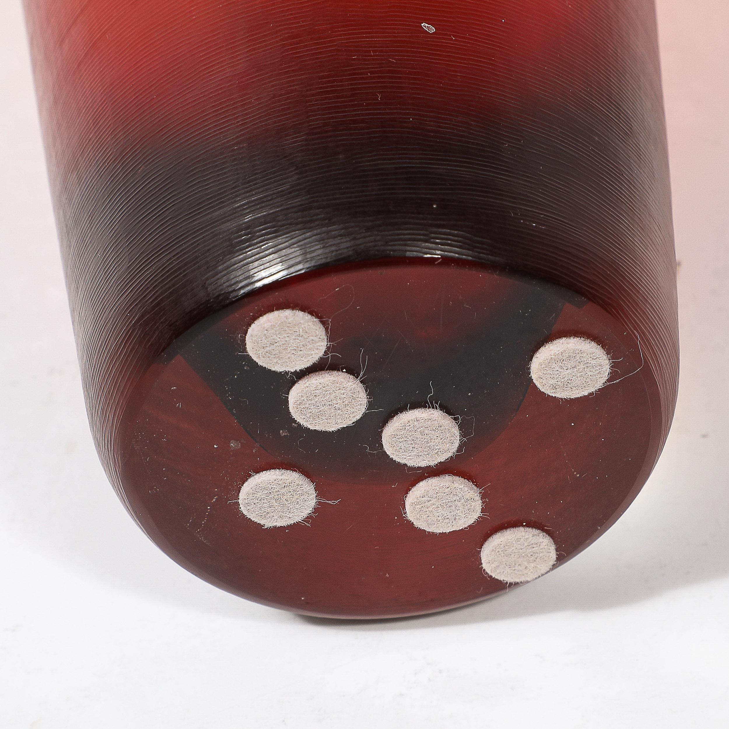 Vase du milieu du siècle en verre de Murano soufflé à la main, couleur abricot, avec détails en roseaux fins en vente 5