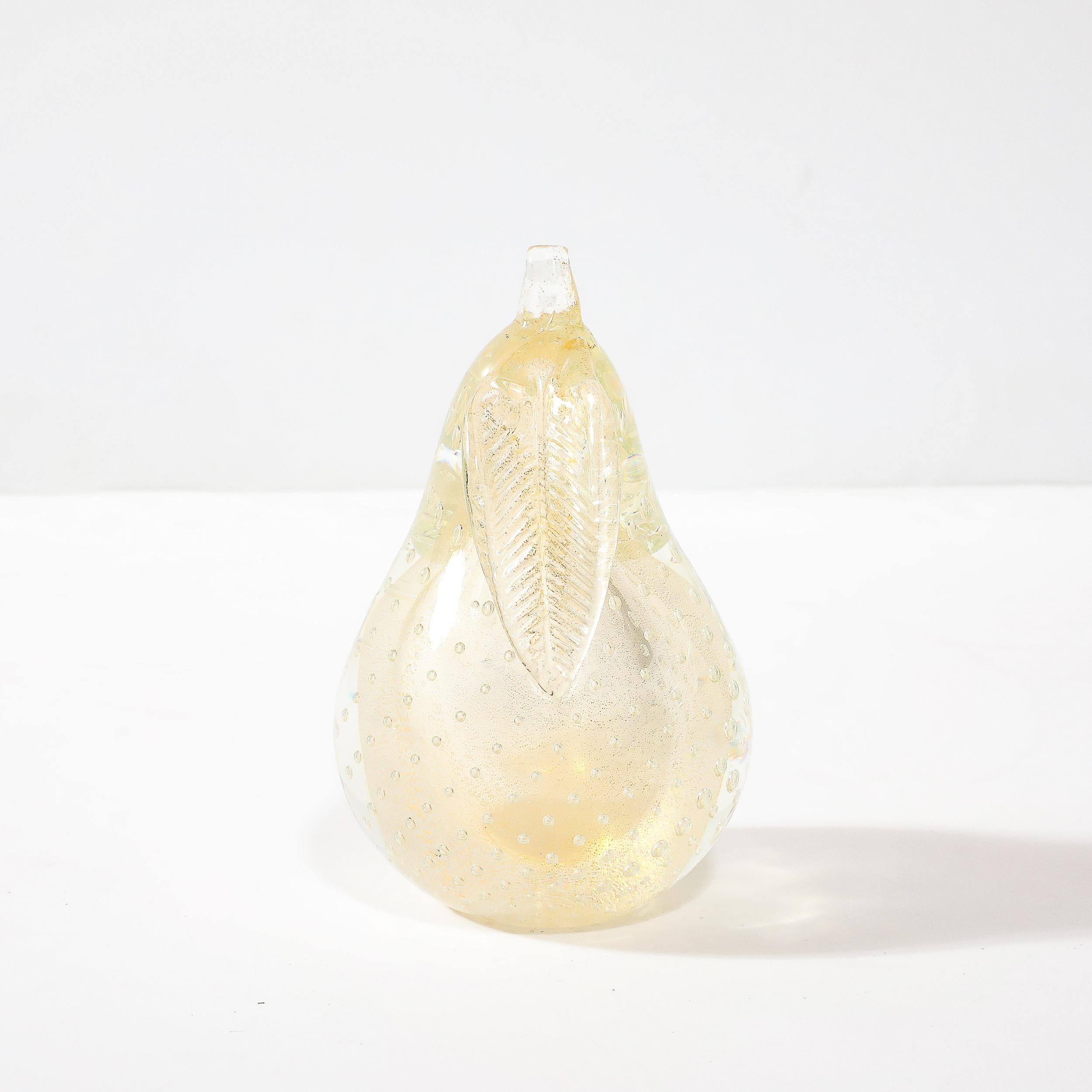 Mid-Century Modern Mid-Century Hand-Blown Murano Glass w/ Murines & 24k Gold Pear