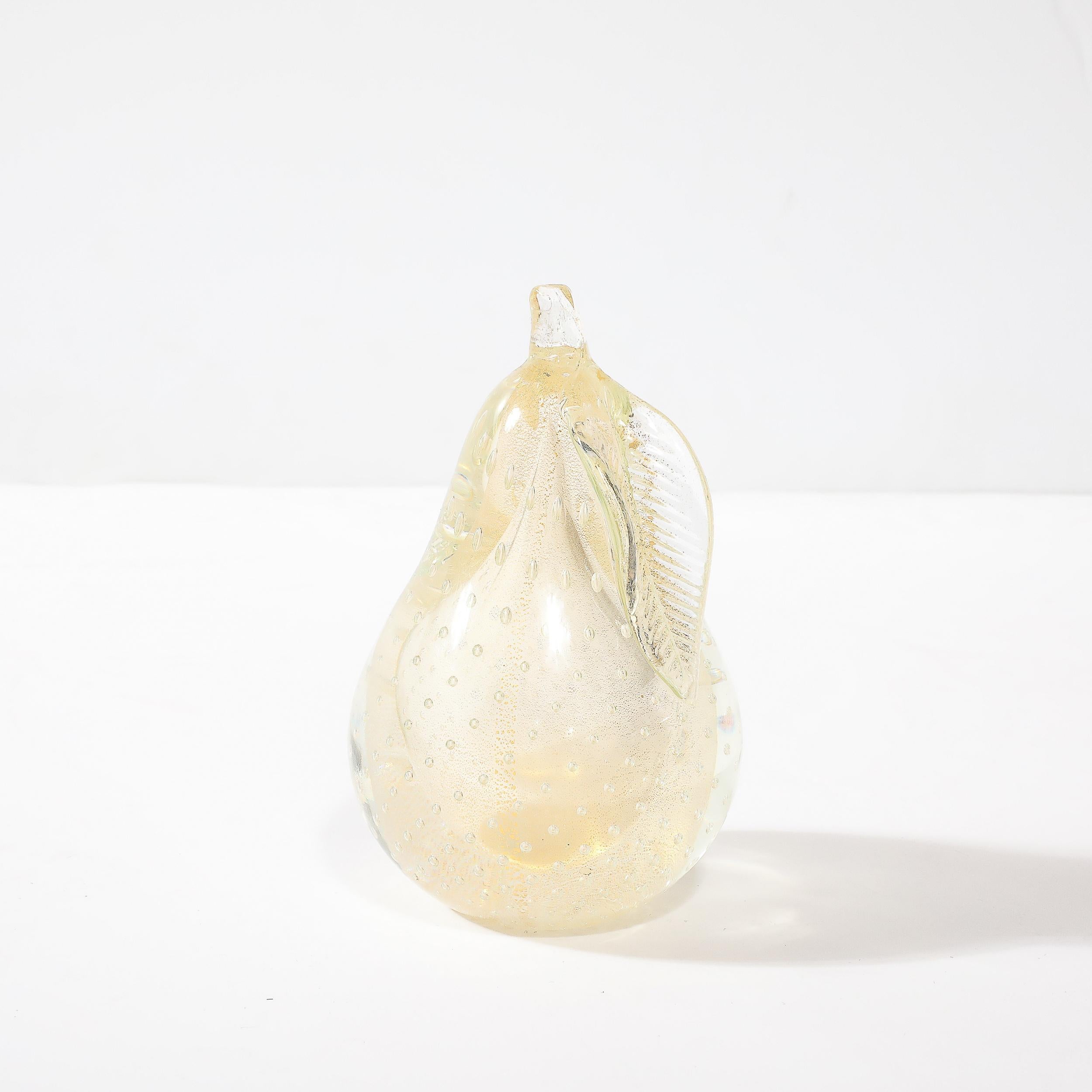 Italian Mid-Century Hand-Blown Murano Glass w/ Murines & 24k Gold Pear
