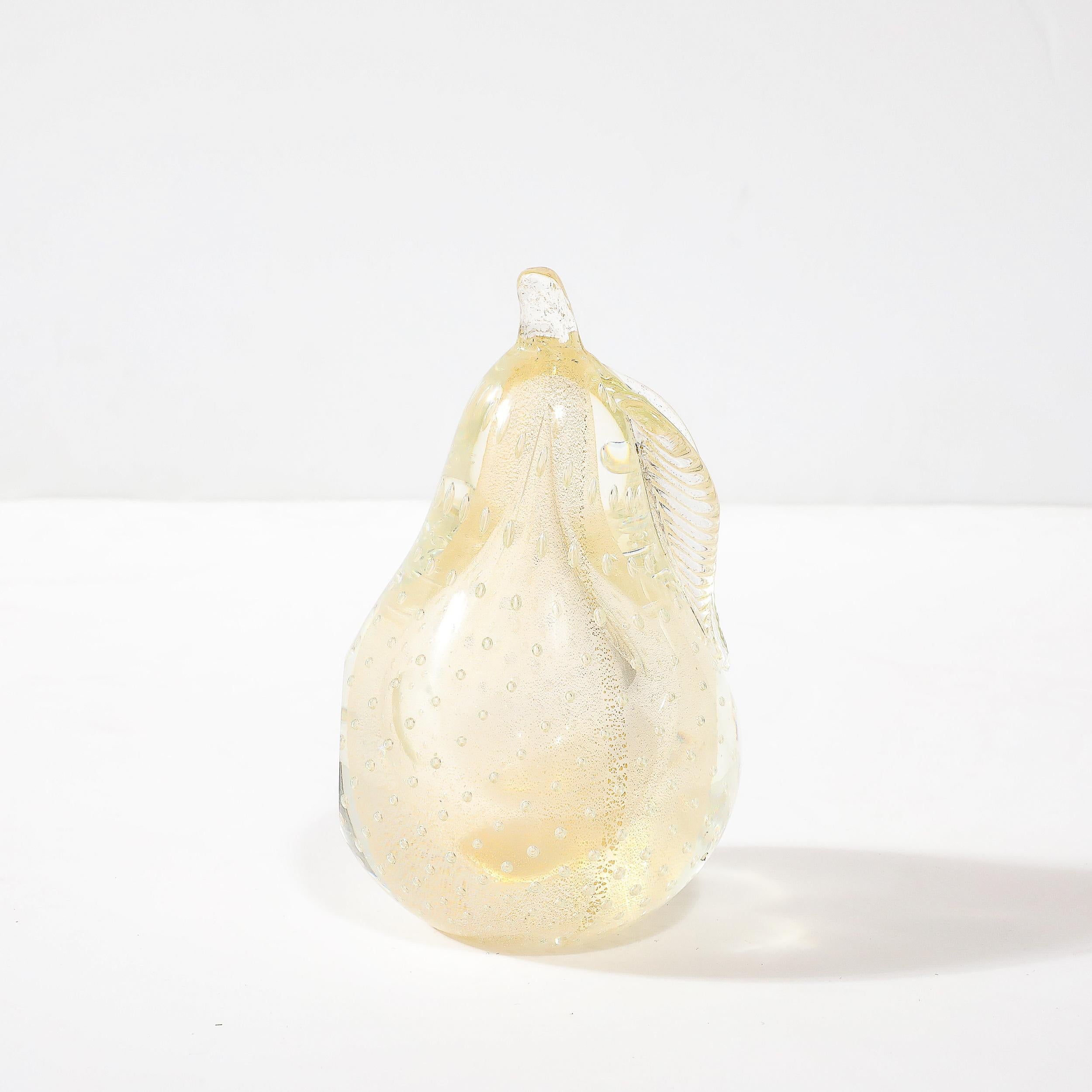 Mid-Century Hand-Blown Murano Glass w/ Murines & 24k Gold Pear In Excellent Condition In New York, NY