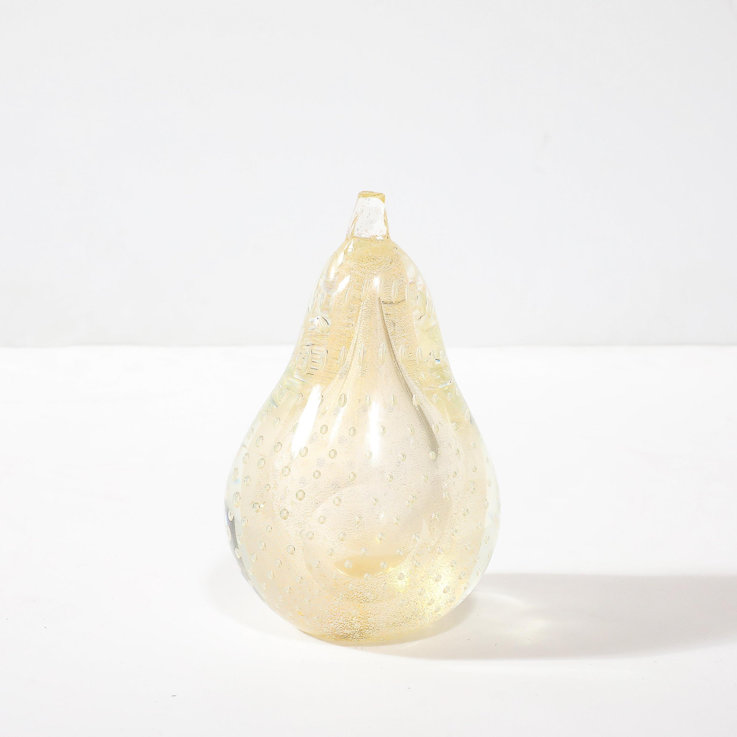 Mid-20th Century Mid-Century Hand-Blown Murano Glass w/ Murines & 24k Gold Pear