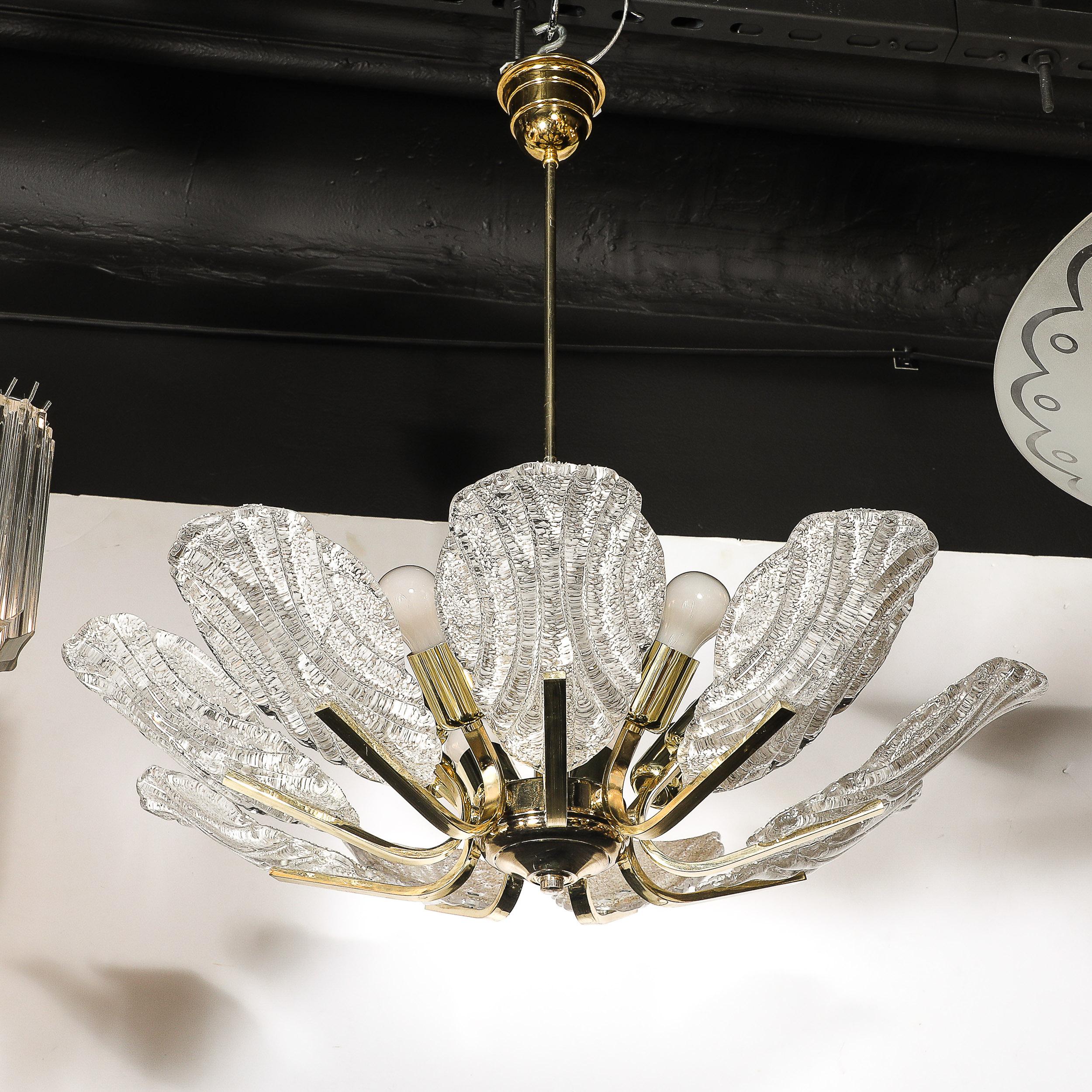 Lampadario di metà secolo in vetro di Murano soffiato a mano e scanalato di Barovier&Toso in vendita 7