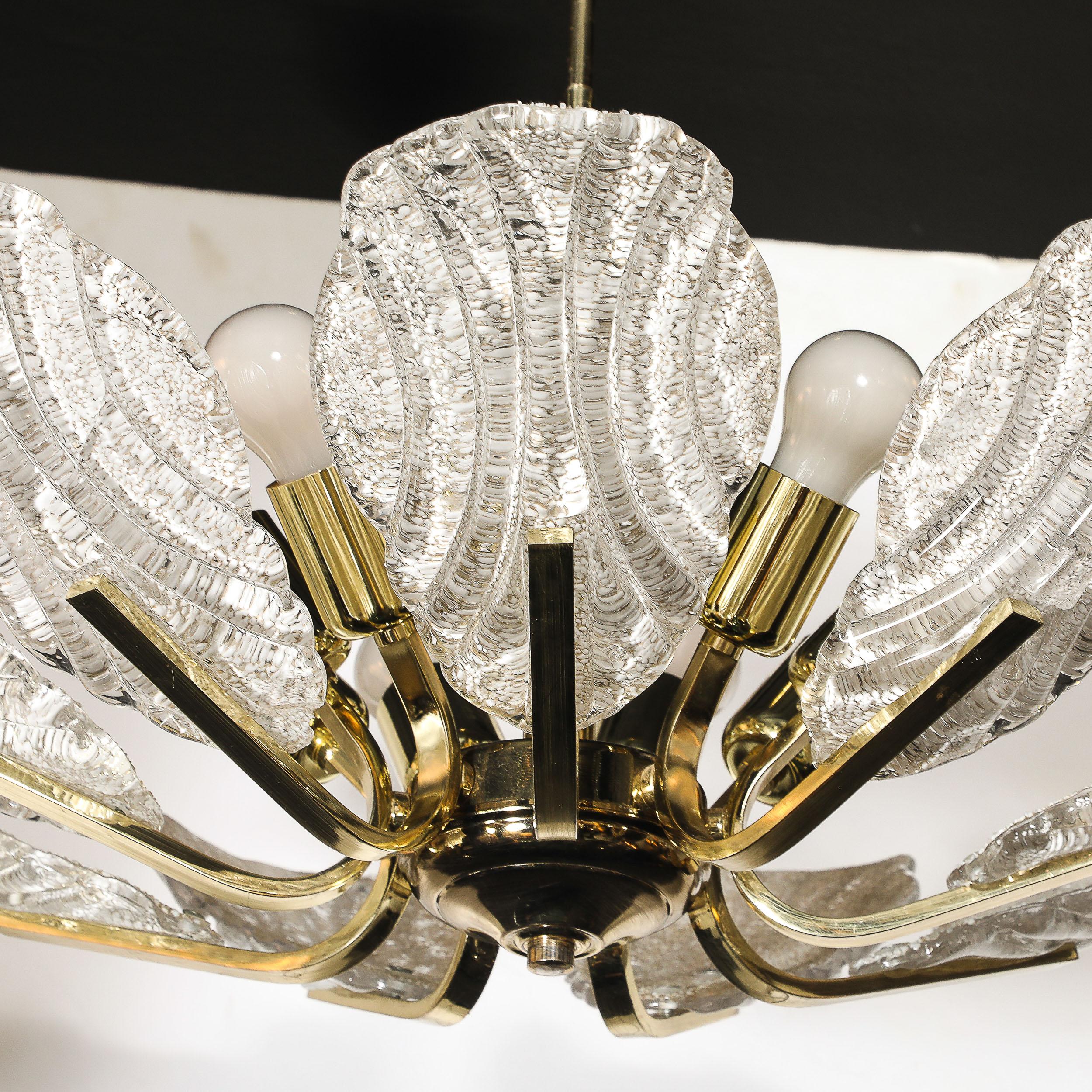 Lampadario di metà secolo in vetro di Murano soffiato a mano e scanalato di Barovier&Toso in vendita 9