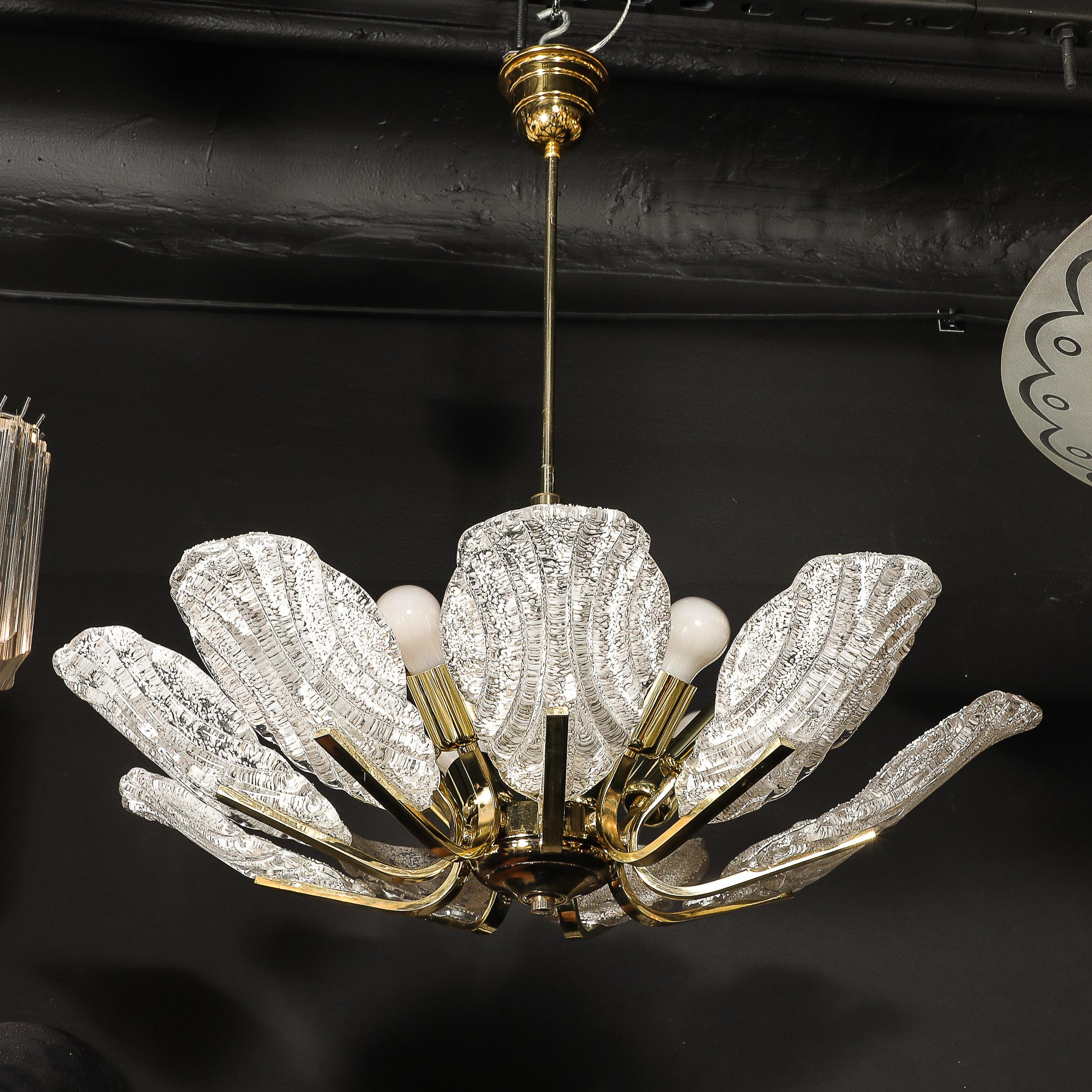 Lampadario di metà secolo in vetro di Murano soffiato a mano e scanalato di Barovier&Toso in vendita 11