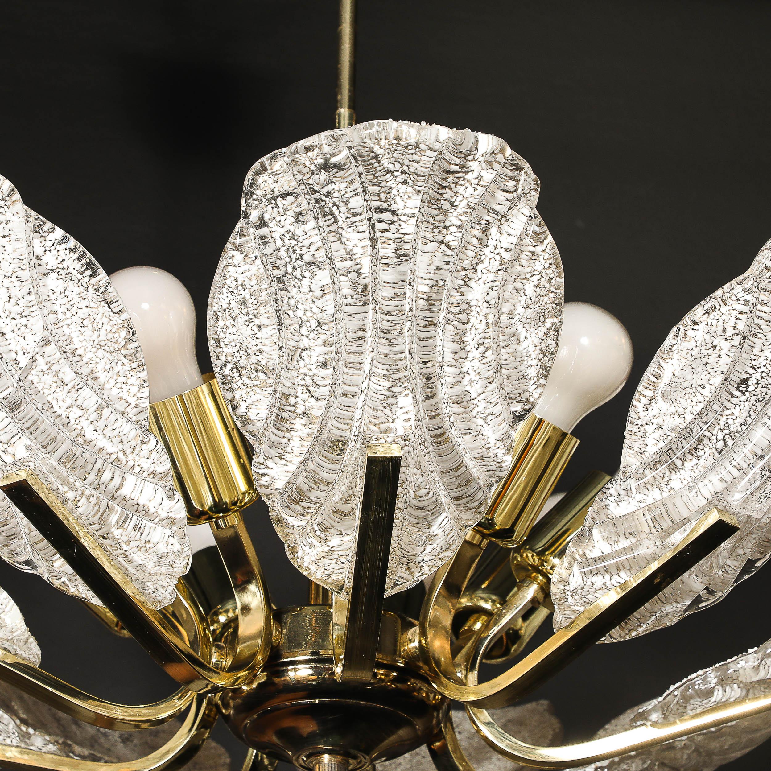 Lampadario di metà secolo in vetro di Murano soffiato a mano e scanalato di Barovier&Toso in vendita 12