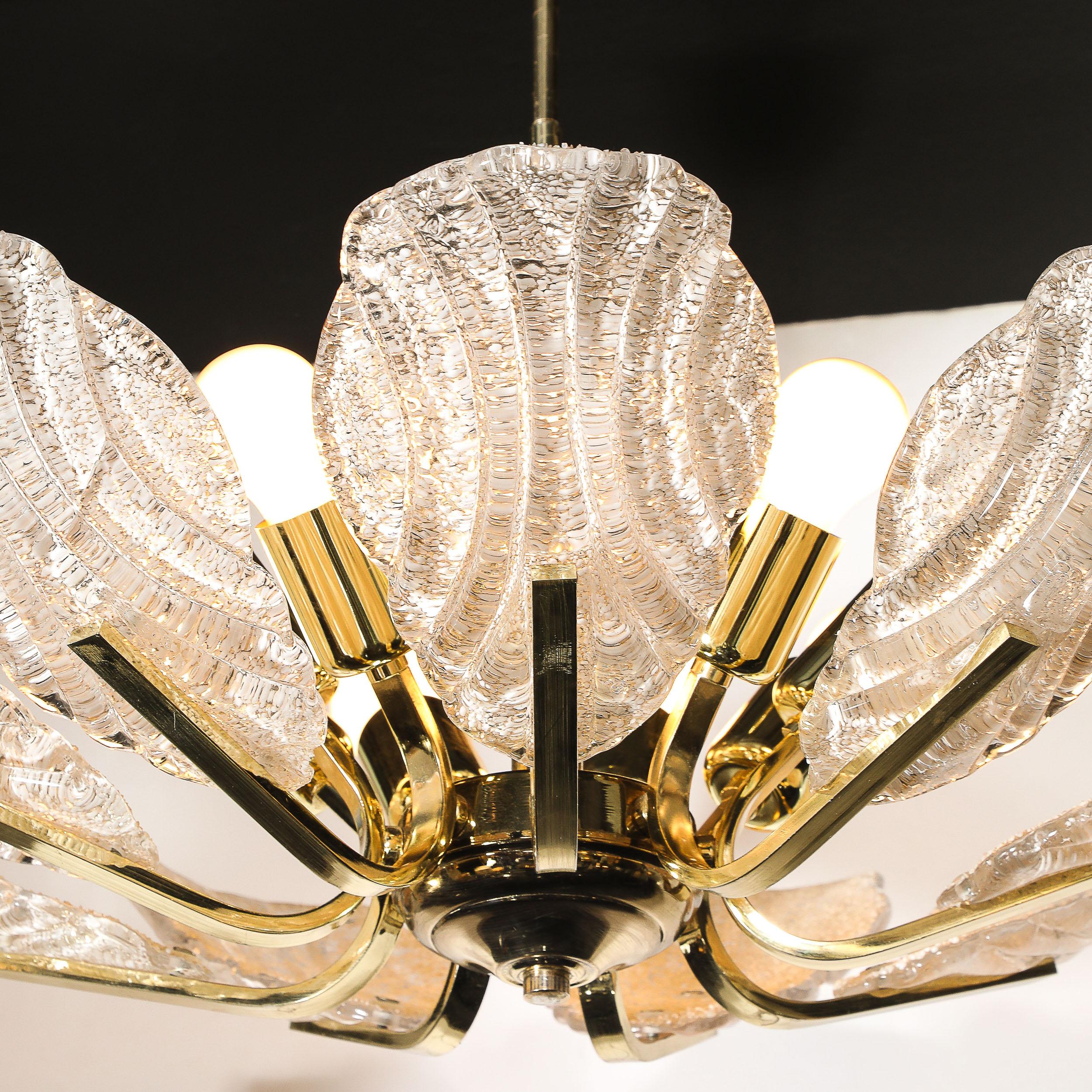 Fine XX secolo Lampadario di metà secolo in vetro di Murano soffiato a mano e scanalato di Barovier&Toso in vendita